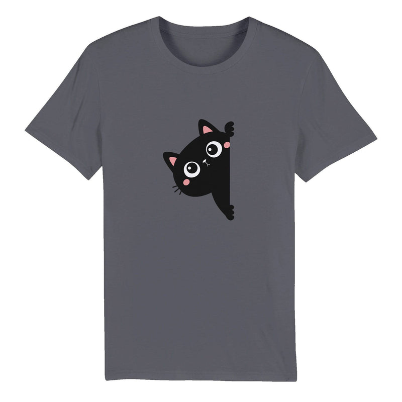 100% Organic Unisex T-shirt/Black-Cat-Hiding - Enet Images