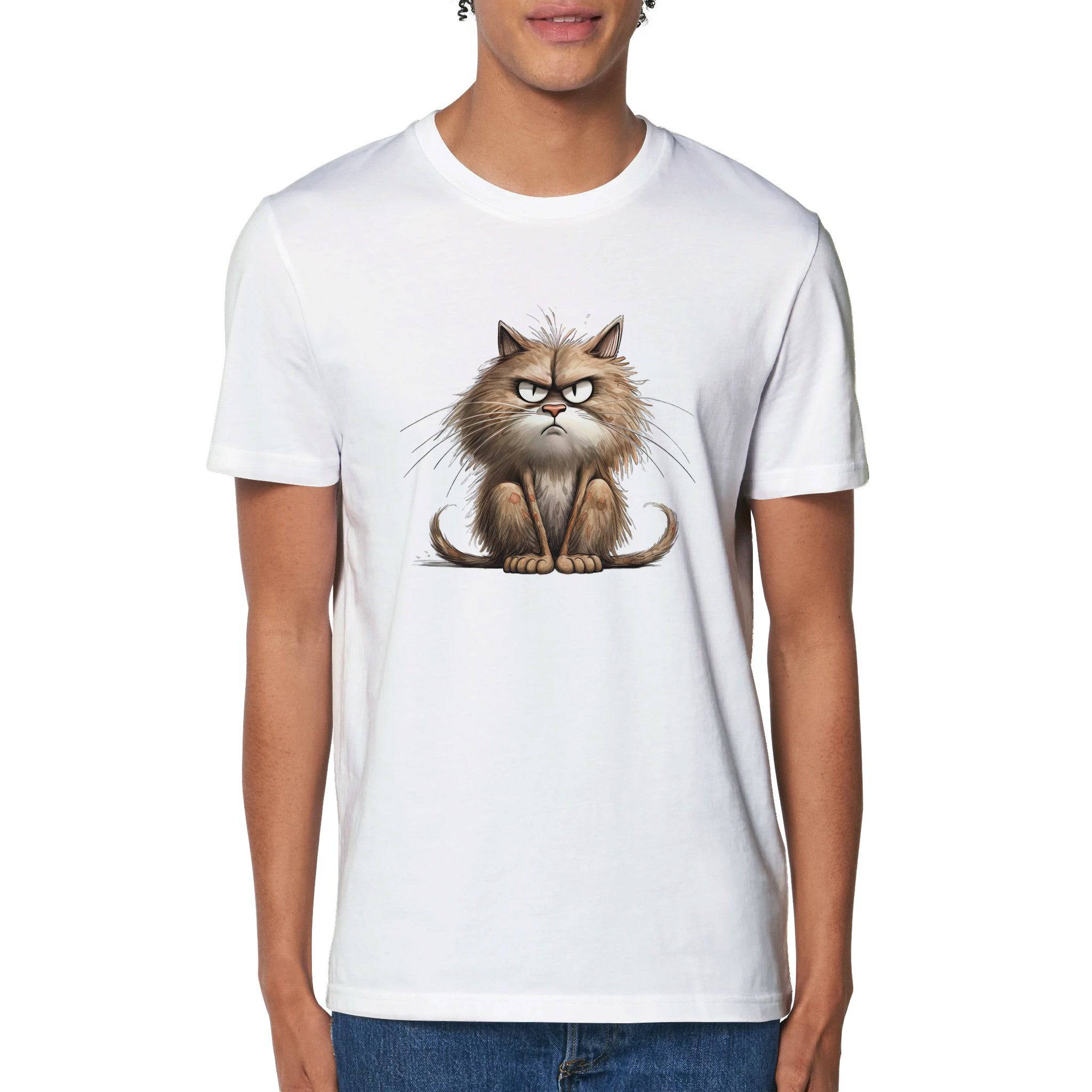 100% Organic Unisex T-shirt/Cat-Angry-Face - Enet Images