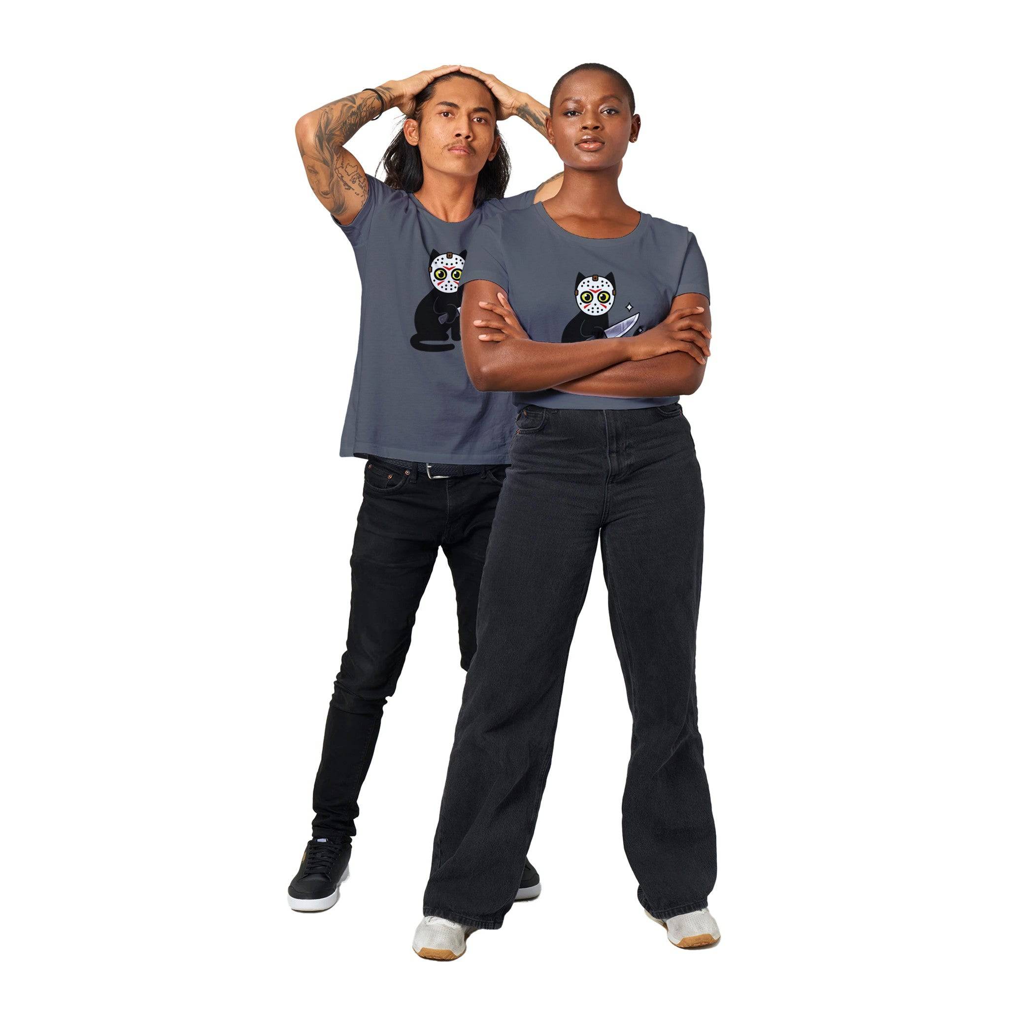 100% Organic Unisex T-shirt/Cat-Killer-Halloween - Enet Images