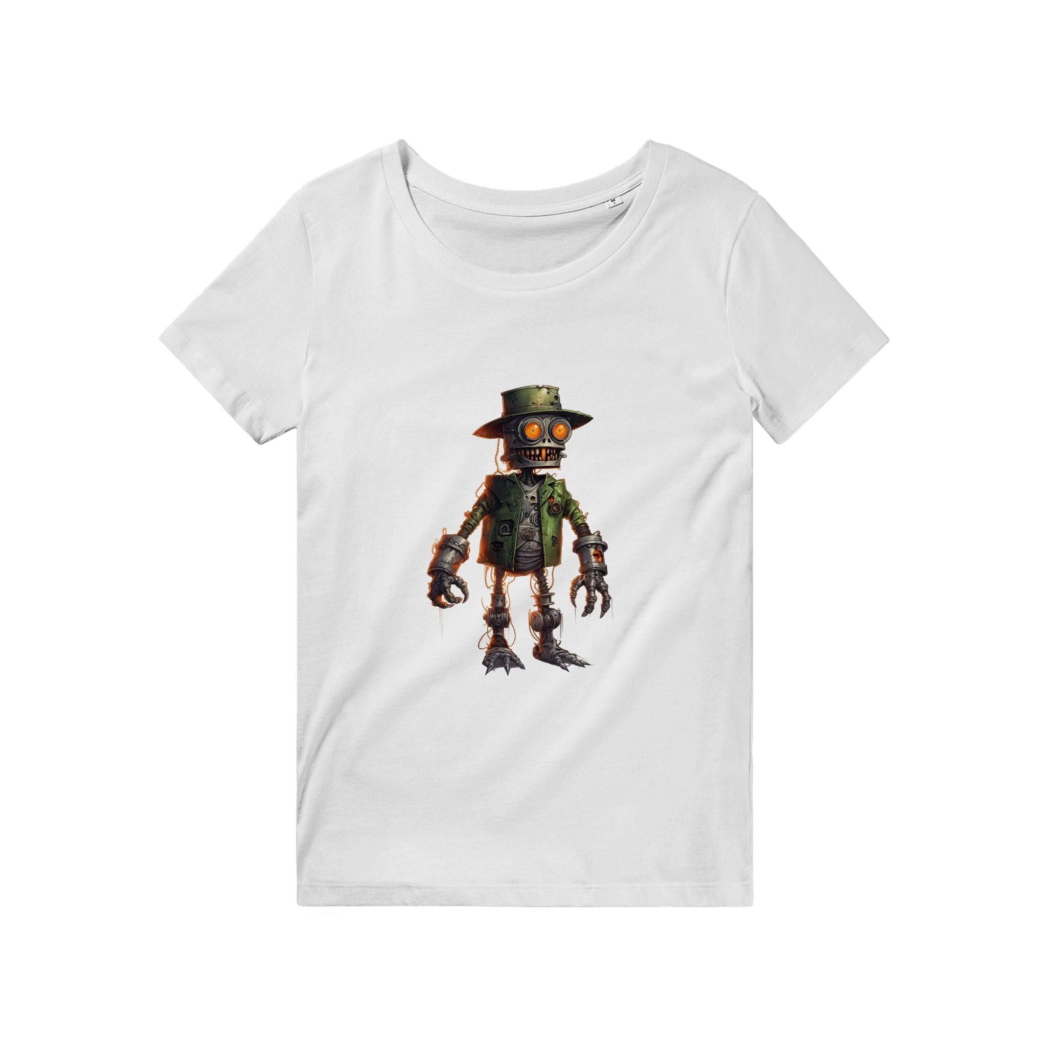 100% Organic Unisex T-shirt/Creepy-Robot2-Halloween - Enet Images