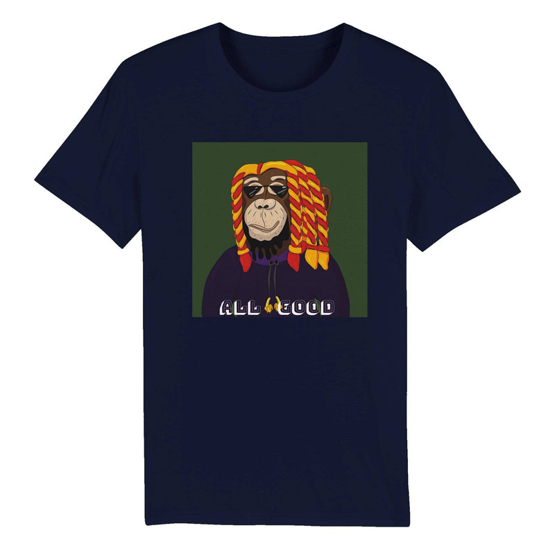 100% Organic Unisex T-shirt/Monkey-Rasta - Enet Images