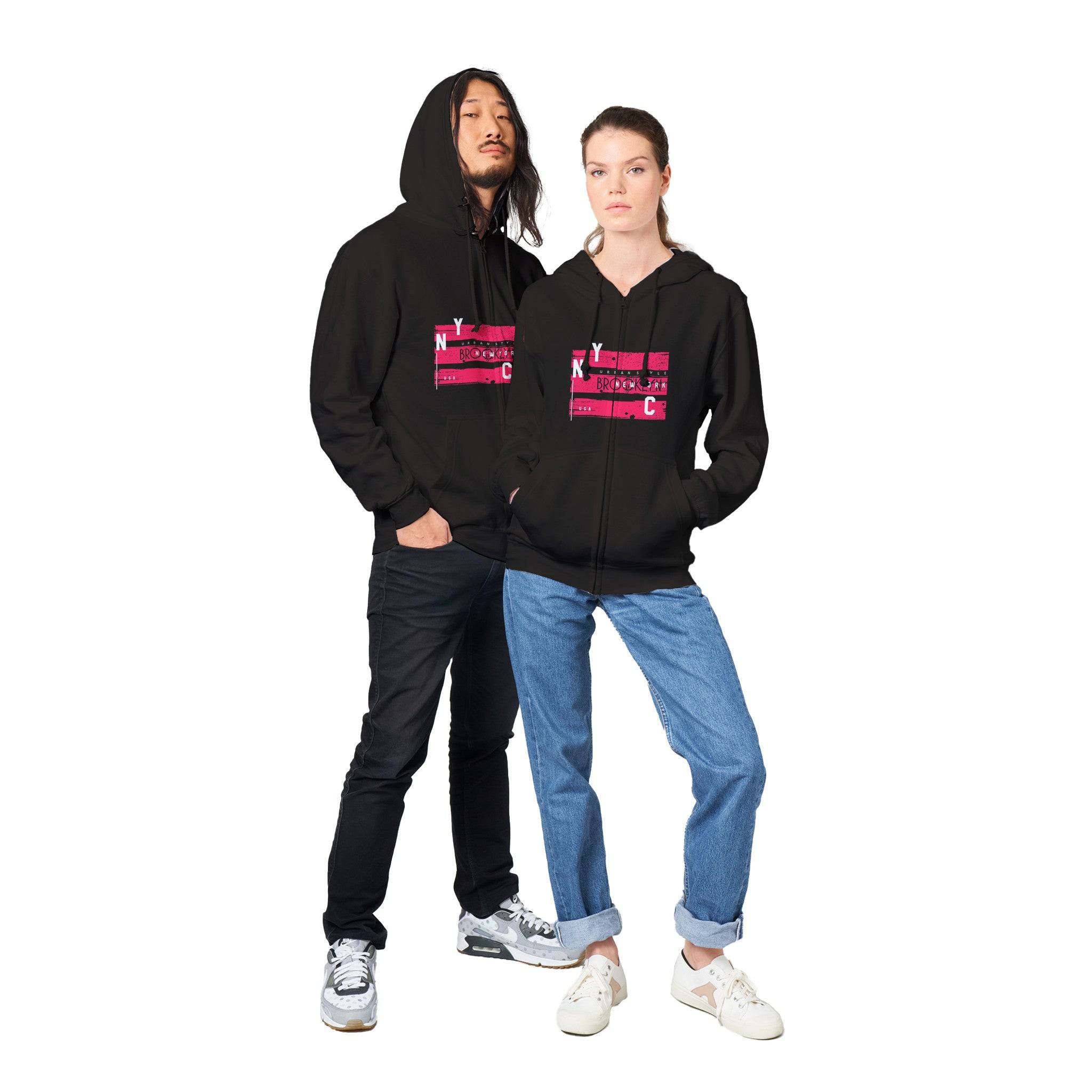 Premium Unisex Zip Hoodies/Brooklyn-New-York - Enet Images