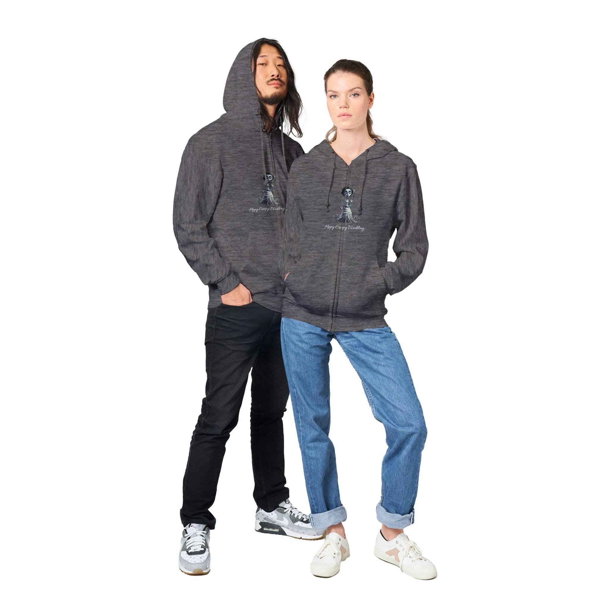 Premium Unisex Zip Hoodies/Happy-Creepy-Wedding - Enet Images