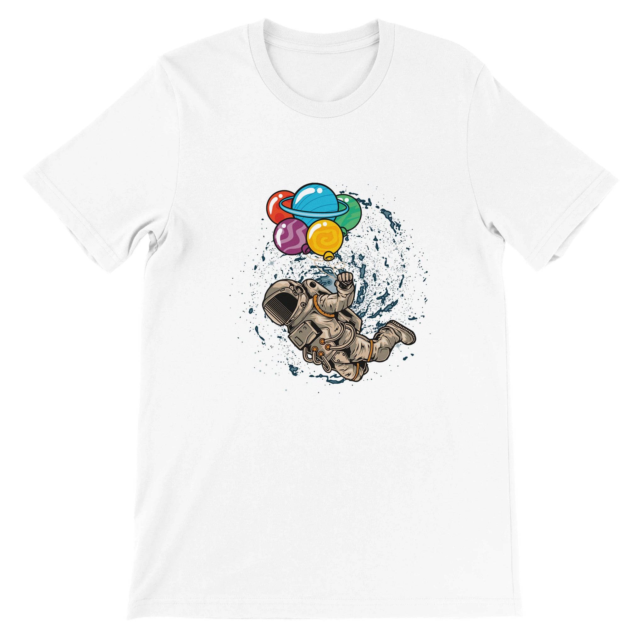 Budget Unisex Crewneck T-shirt/Astronaut-Colorful-Balloon - Enet Images