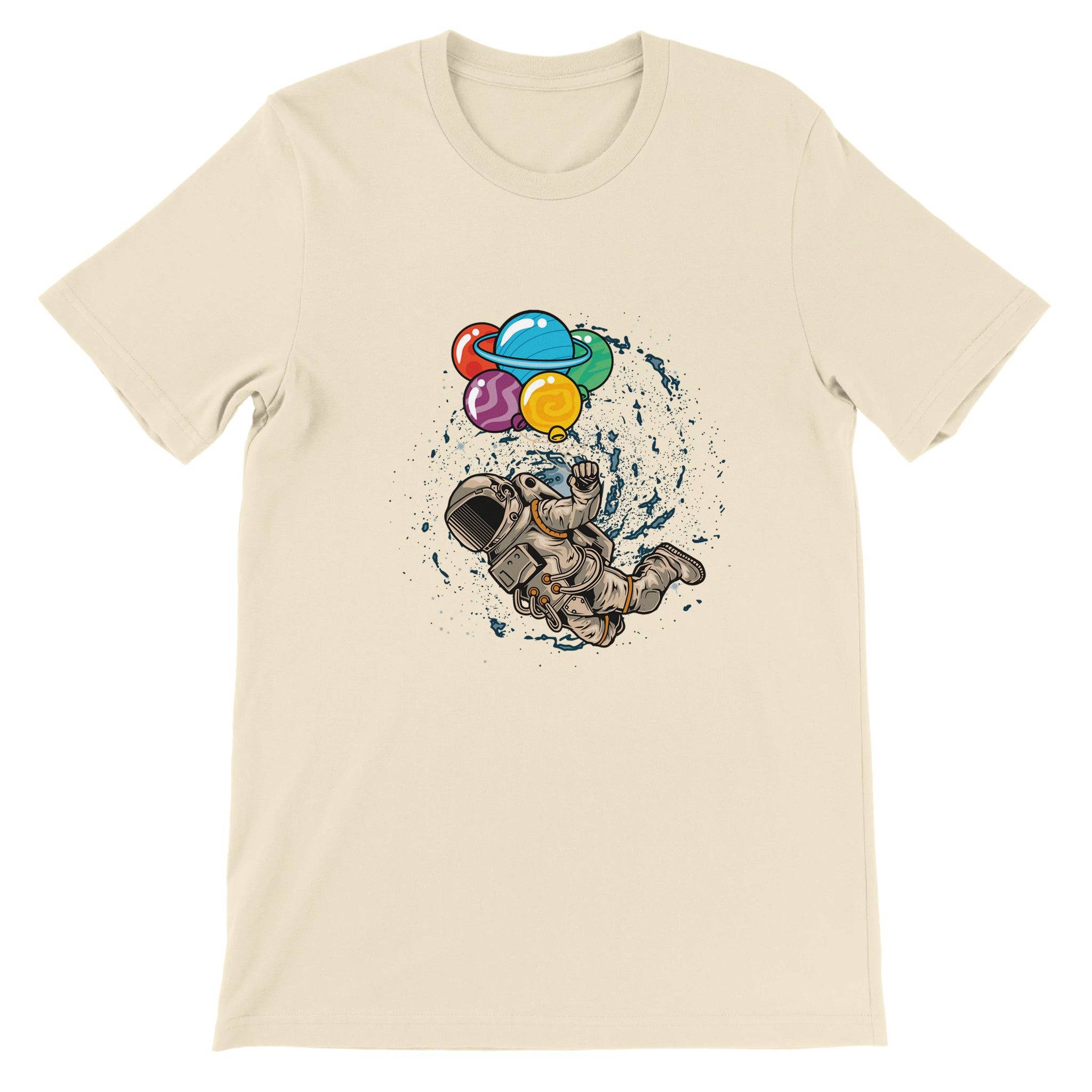 Budget Unisex Crewneck T-shirt/Astronaut-Colorful-Balloon - Enet Images