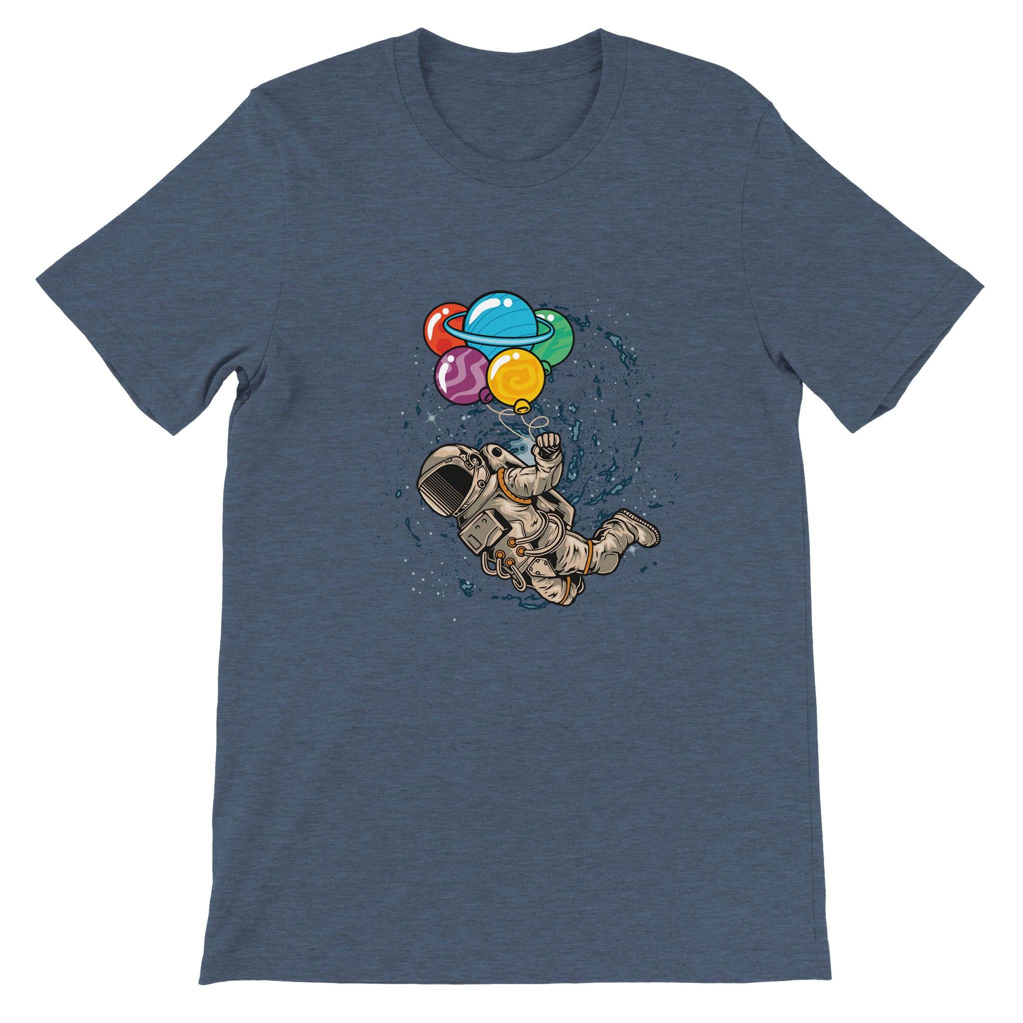 Budget Unisex Crewneck T-shirt/Astronaut-Colorful-Balloon - Enet Images