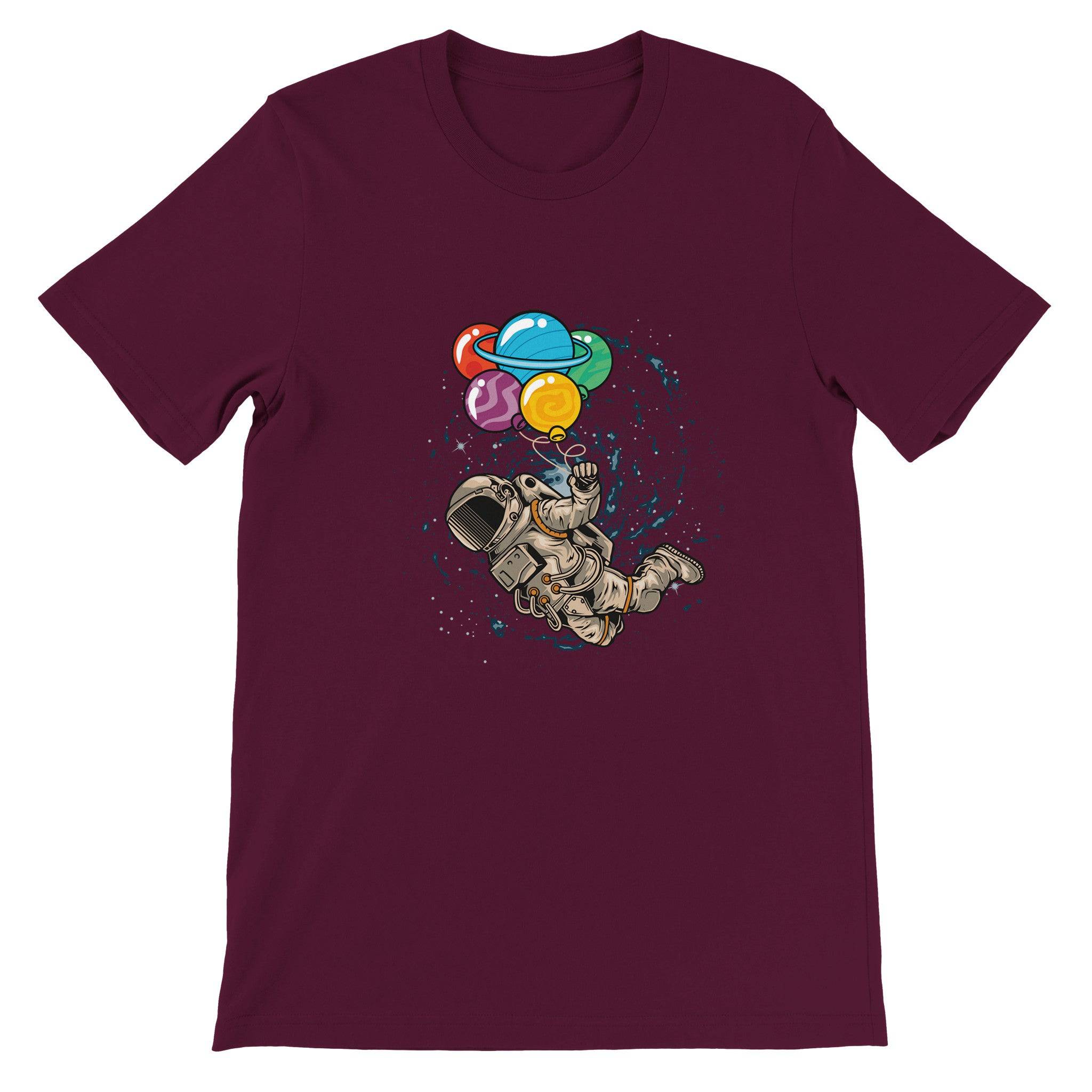Budget Unisex Crewneck T-shirt/Astronaut-Colorful-Balloon - Enet Images
