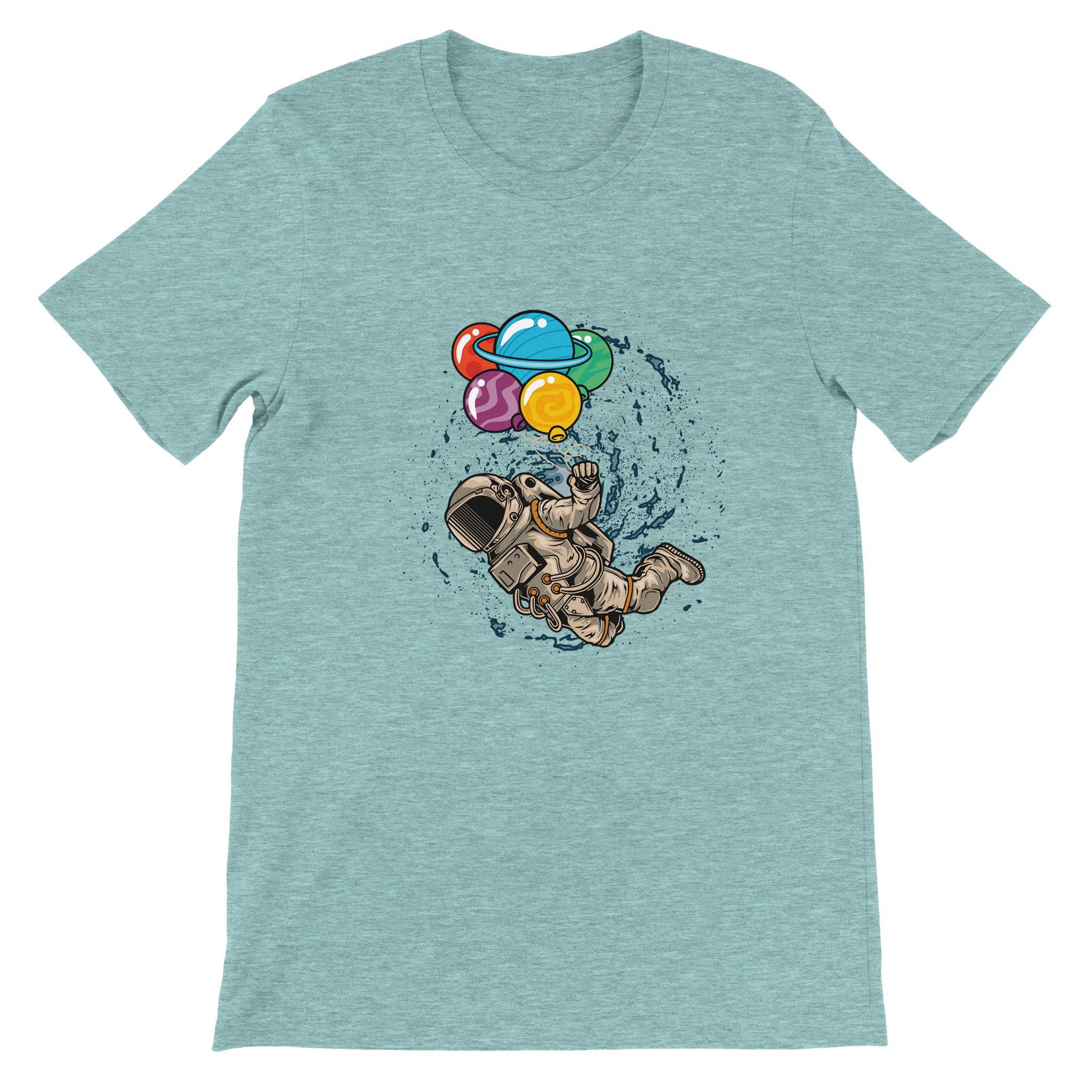 Budget Unisex Crewneck T-shirt/Astronaut-Colorful-Balloon - Enet Images