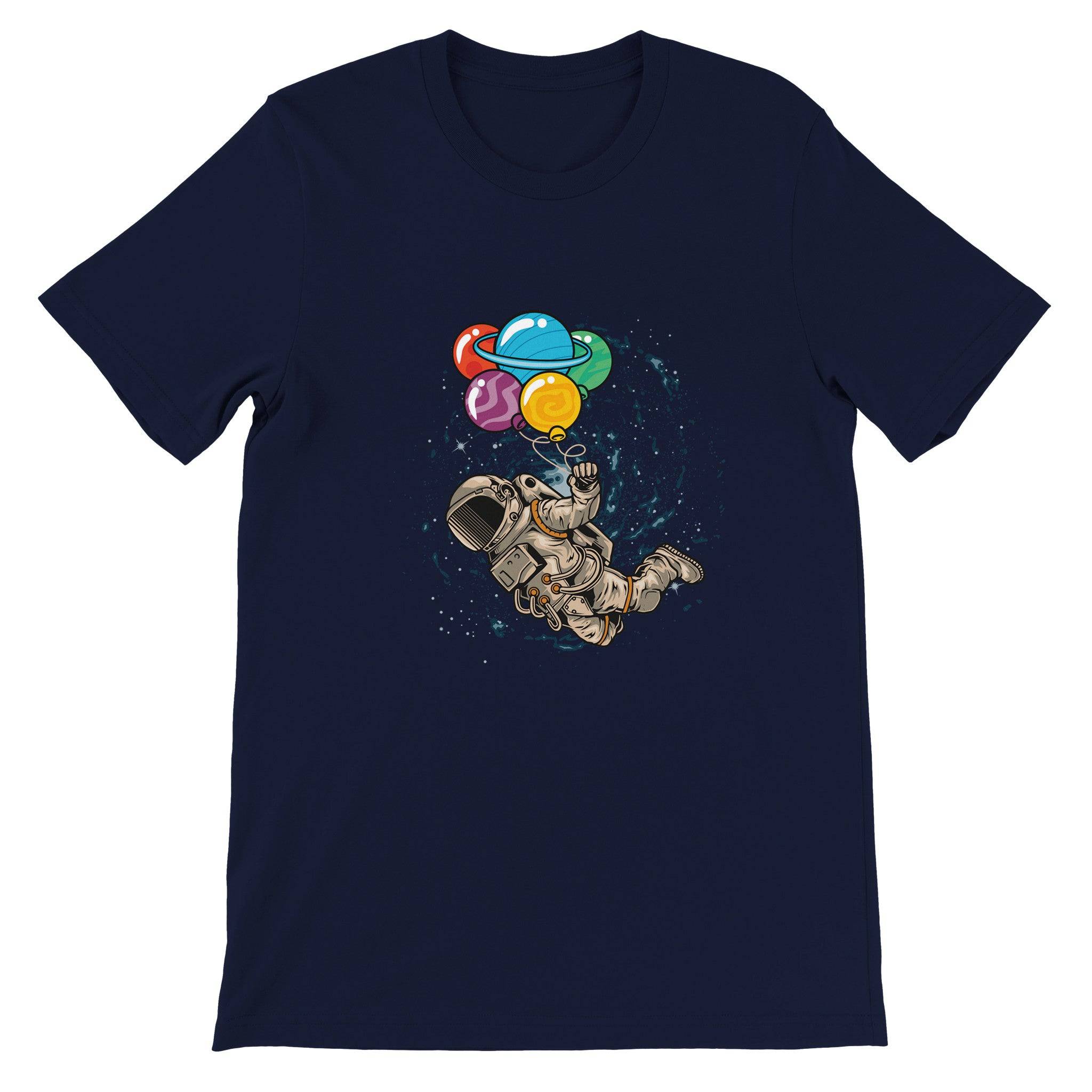 Budget Unisex Crewneck T-shirt/Astronaut-Colorful-Balloon - Enet Images