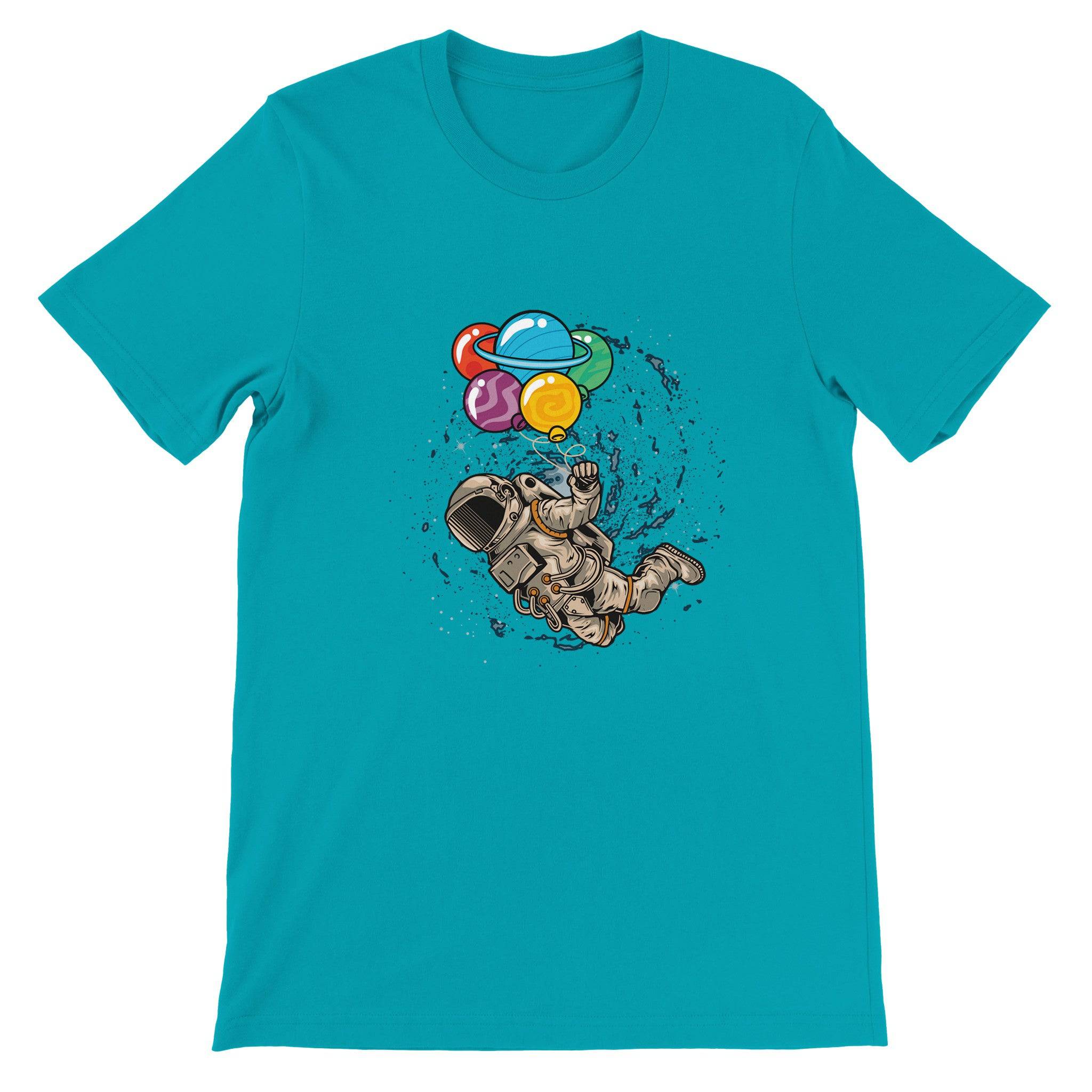 Budget Unisex Crewneck T-shirt/Astronaut-Colorful-Balloon - Enet Images
