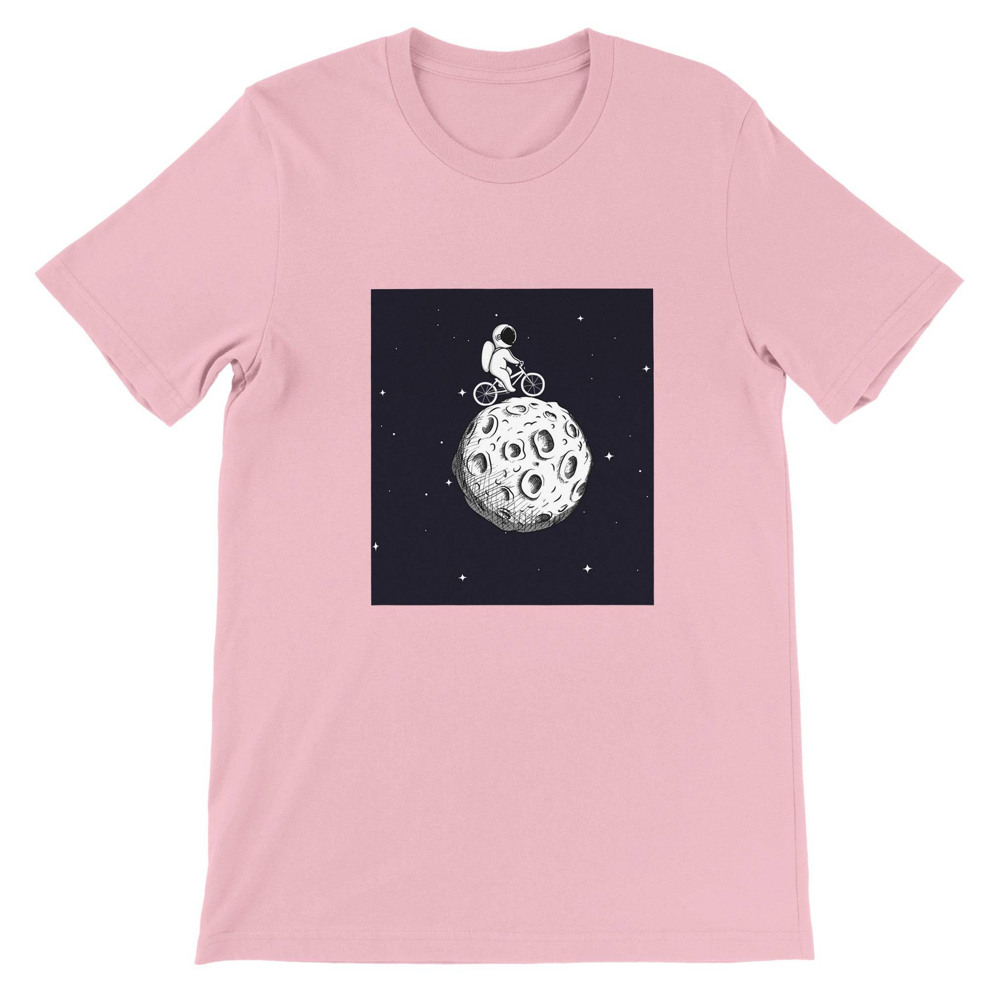 Budget Unisex Crewneck T-shirt/Astronaut-Cycling-Moon - Enet Images