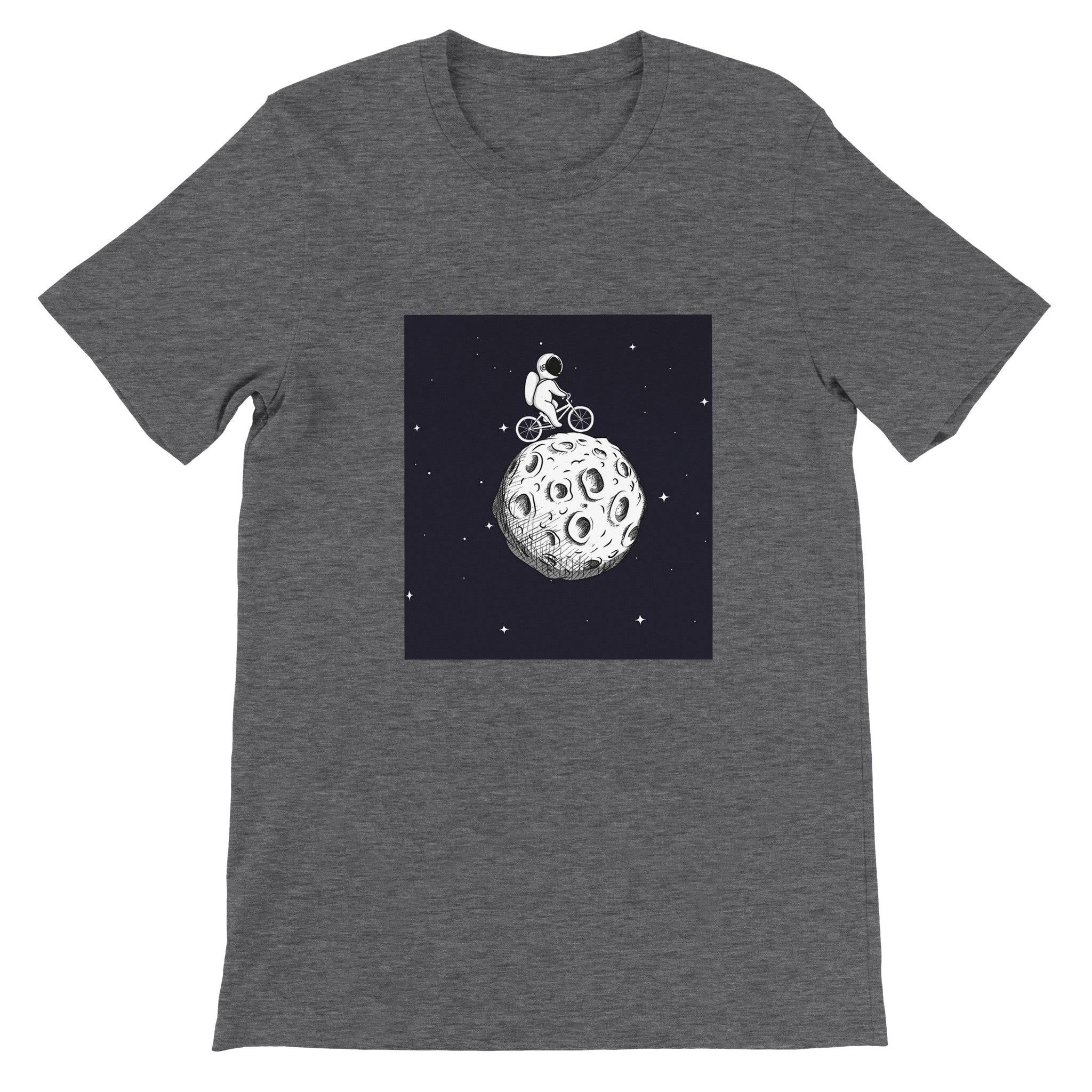 Budget Unisex Crewneck T-shirt/Astronaut-Cycling-Moon - Enet Images