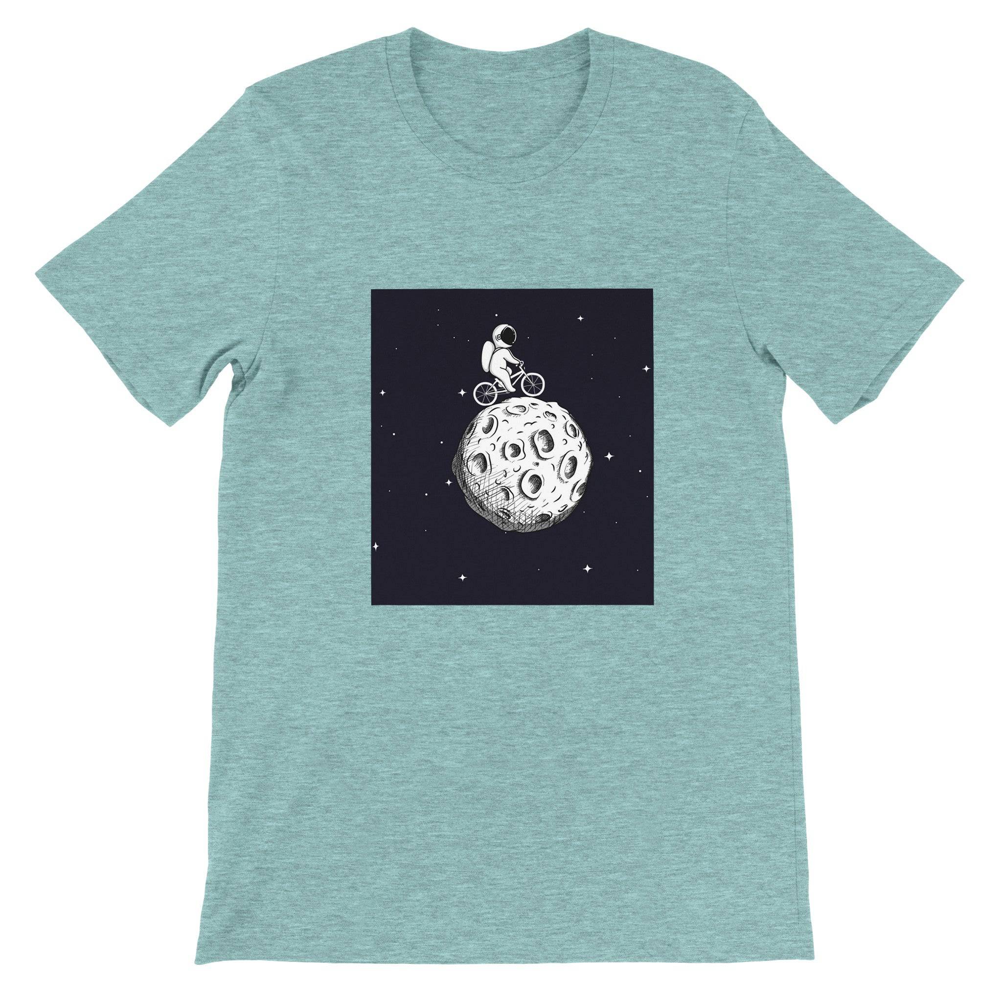 Budget Unisex Crewneck T-shirt/Astronaut-Cycling-Moon - Enet Images