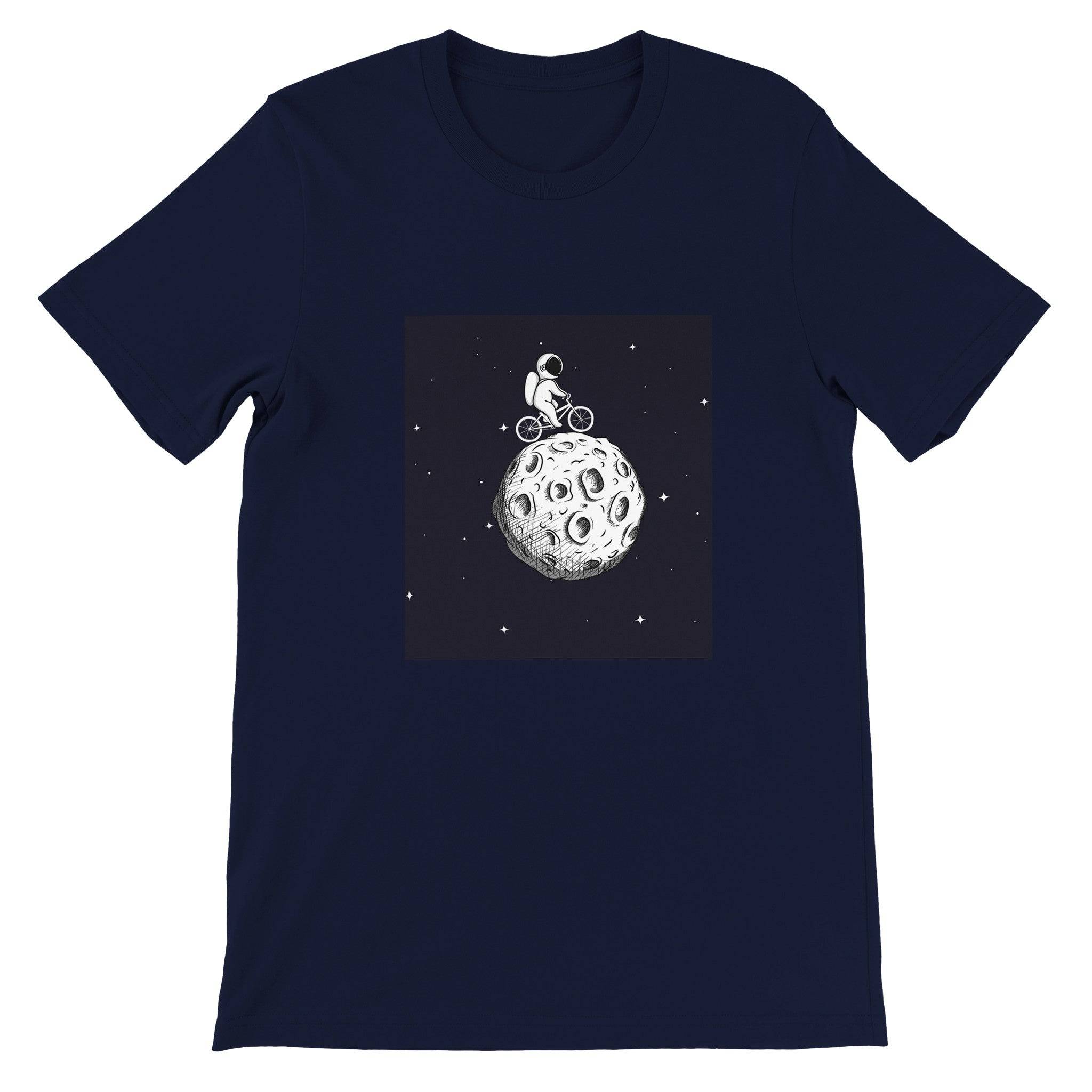 Budget Unisex Crewneck T-shirt/Astronaut-Cycling-Moon - Enet Images