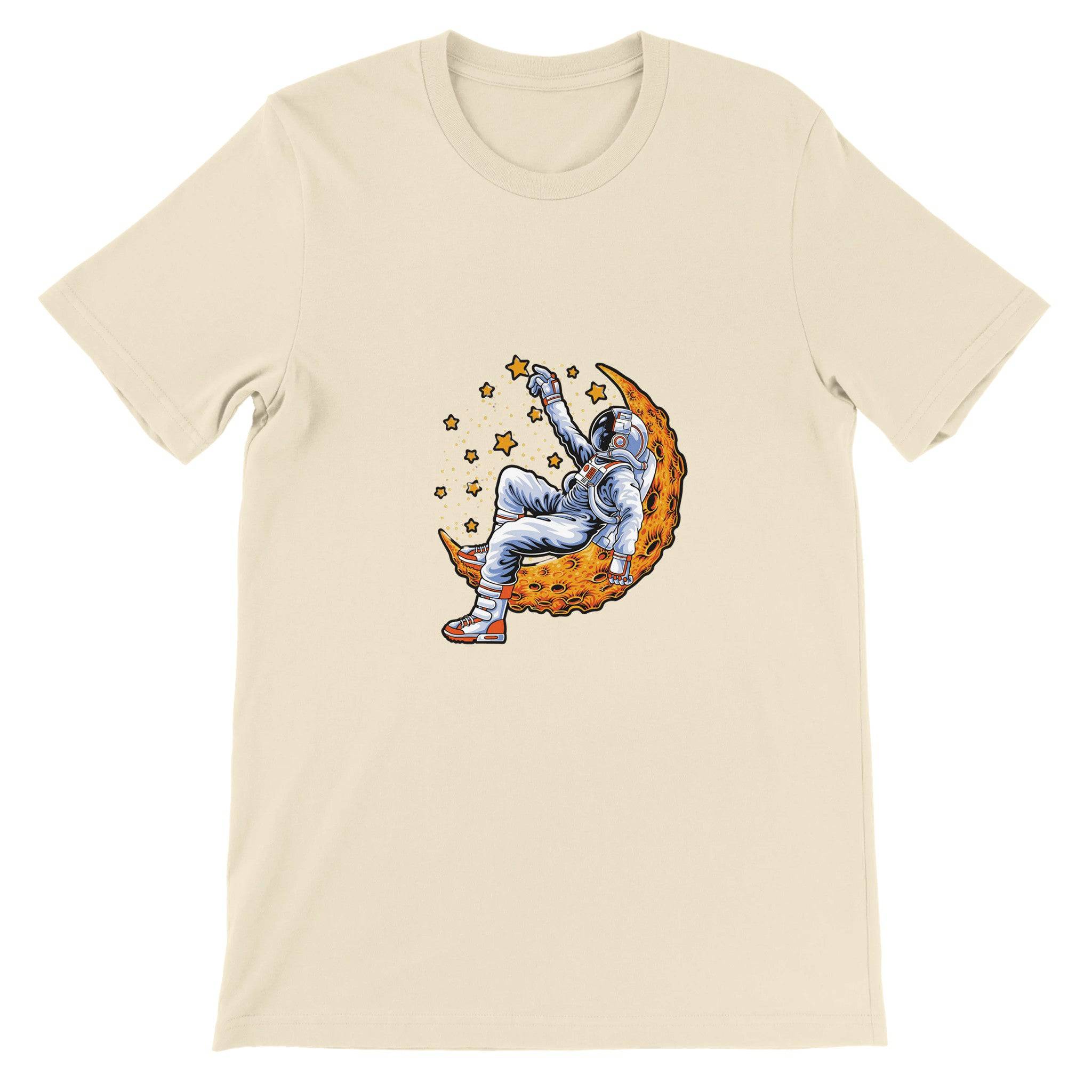 Budget Unisex Crewneck T-shirt/Astronaut-Relaxing-On-Moon - Enet Images