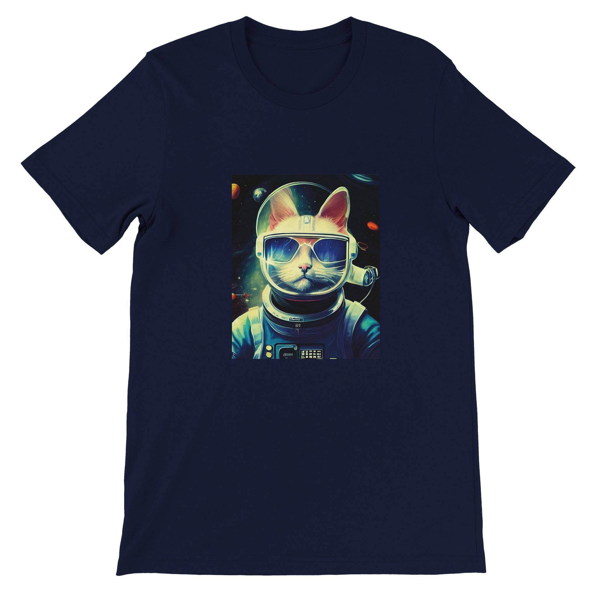 Budget Unisex Crewneck T-shirt/Cat-Astronaut - Enet Images