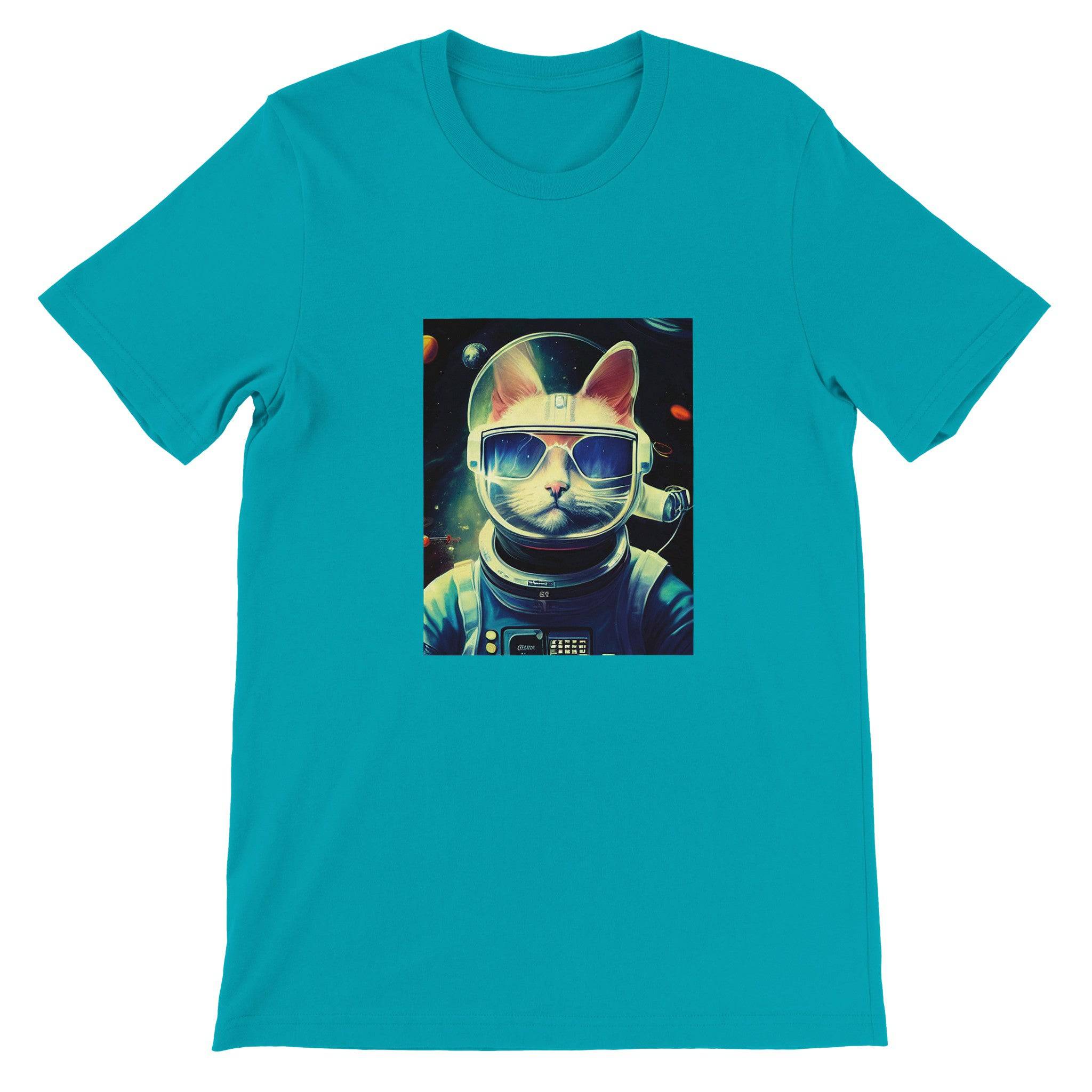 Budget Unisex Crewneck T-shirt/Cat-Astronaut - Enet Images