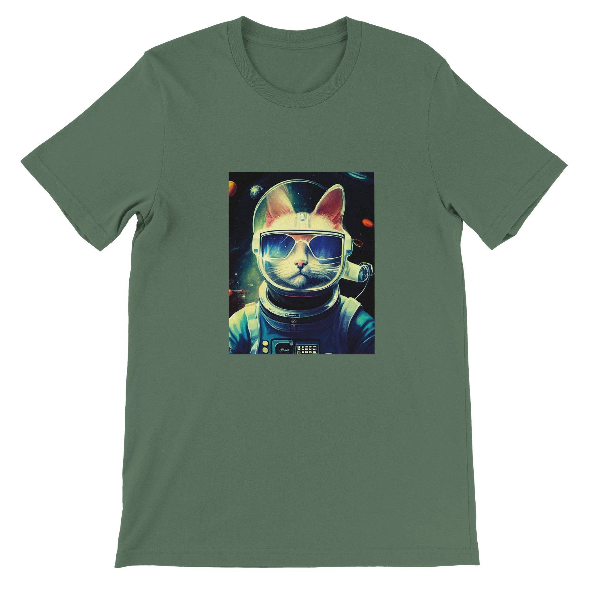 Budget Unisex Crewneck T-shirt/Cat-Astronaut - Enet Images