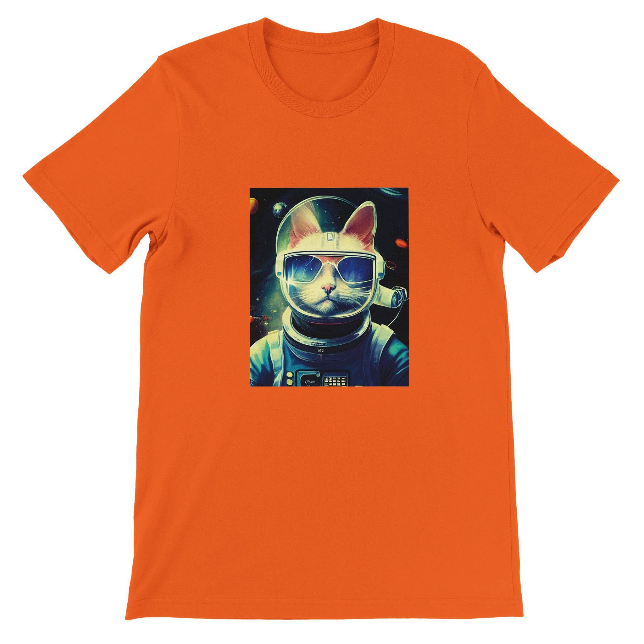 Budget Unisex Crewneck T-shirt/Cat-Astronaut - Enet Images