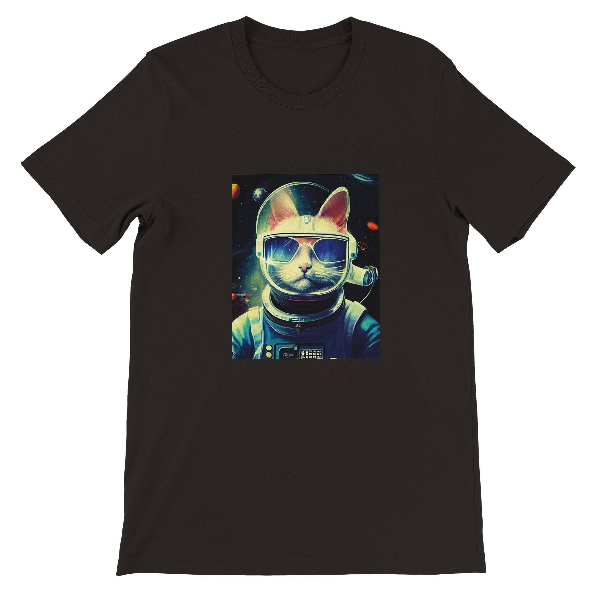 Budget Unisex Crewneck T-shirt/Cat-Astronaut - Enet Images
