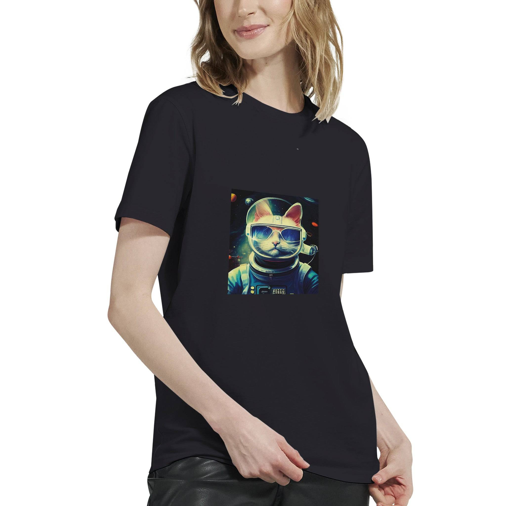 Budget Unisex Crewneck T-shirt/Cat-Astronaut - Enet Images