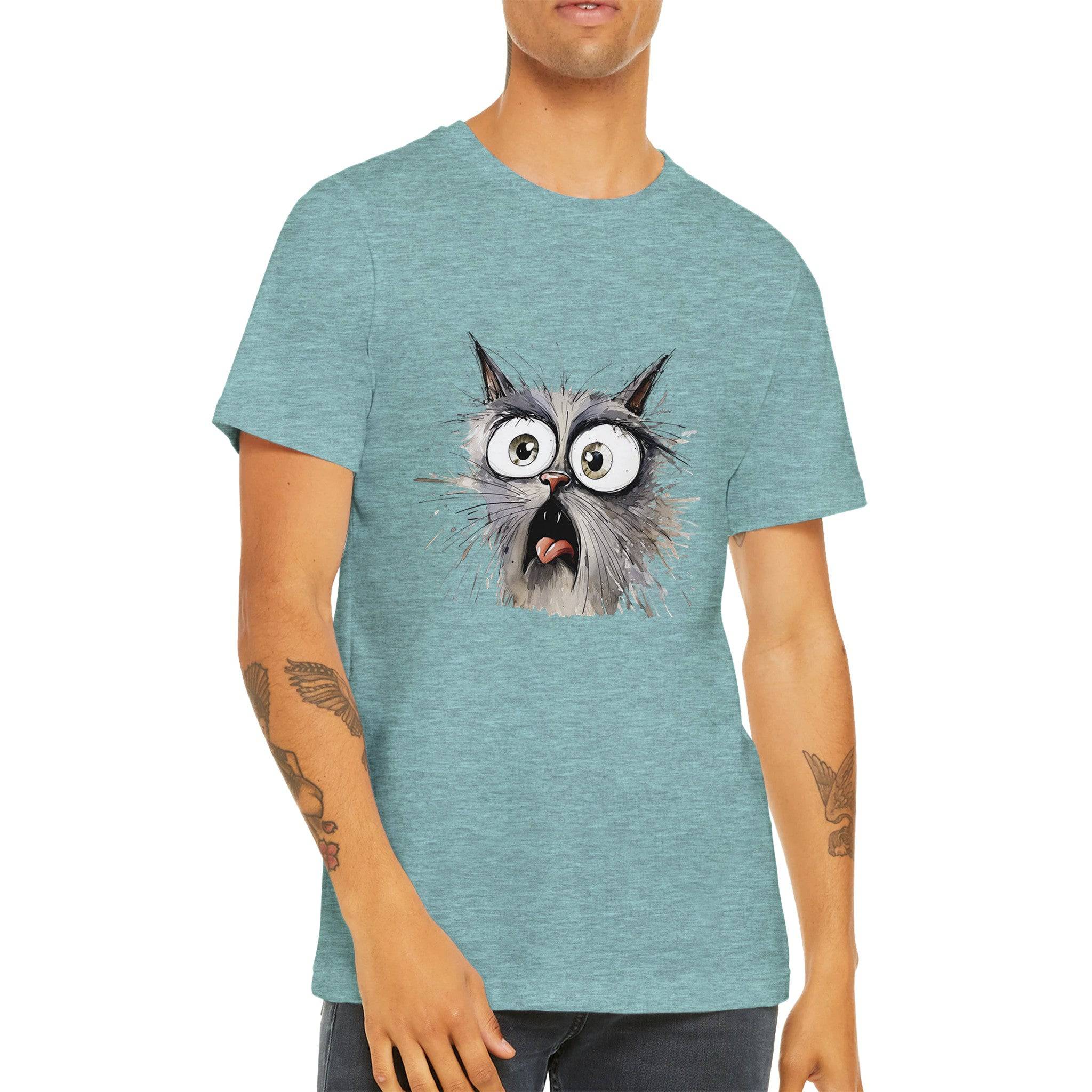 Budget Unisex Crewneck T-shirt/Cat-What-Face - Enet Images