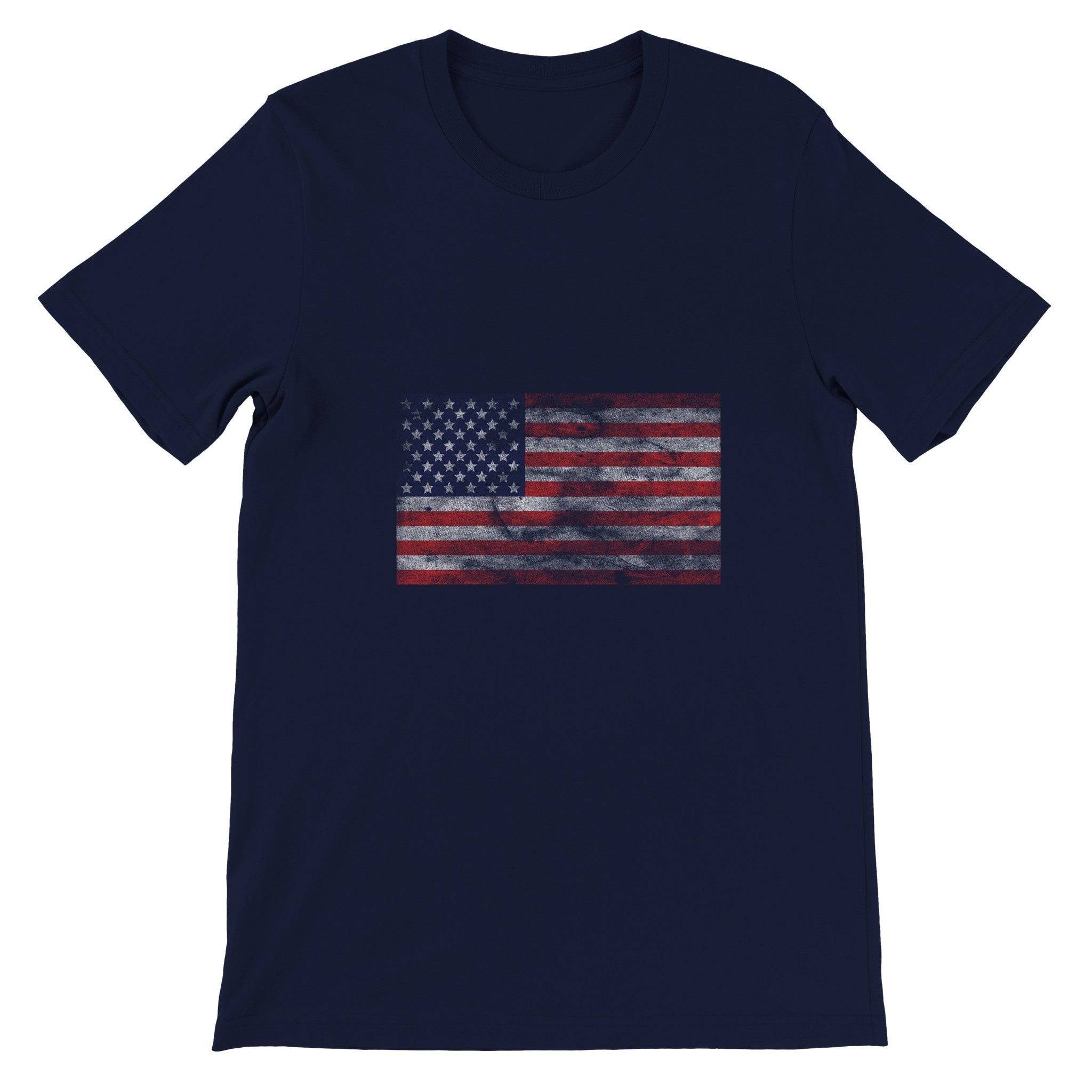 Budget Unisex Crewneck T-shirt/Vintage-American-Flag - Enet Images