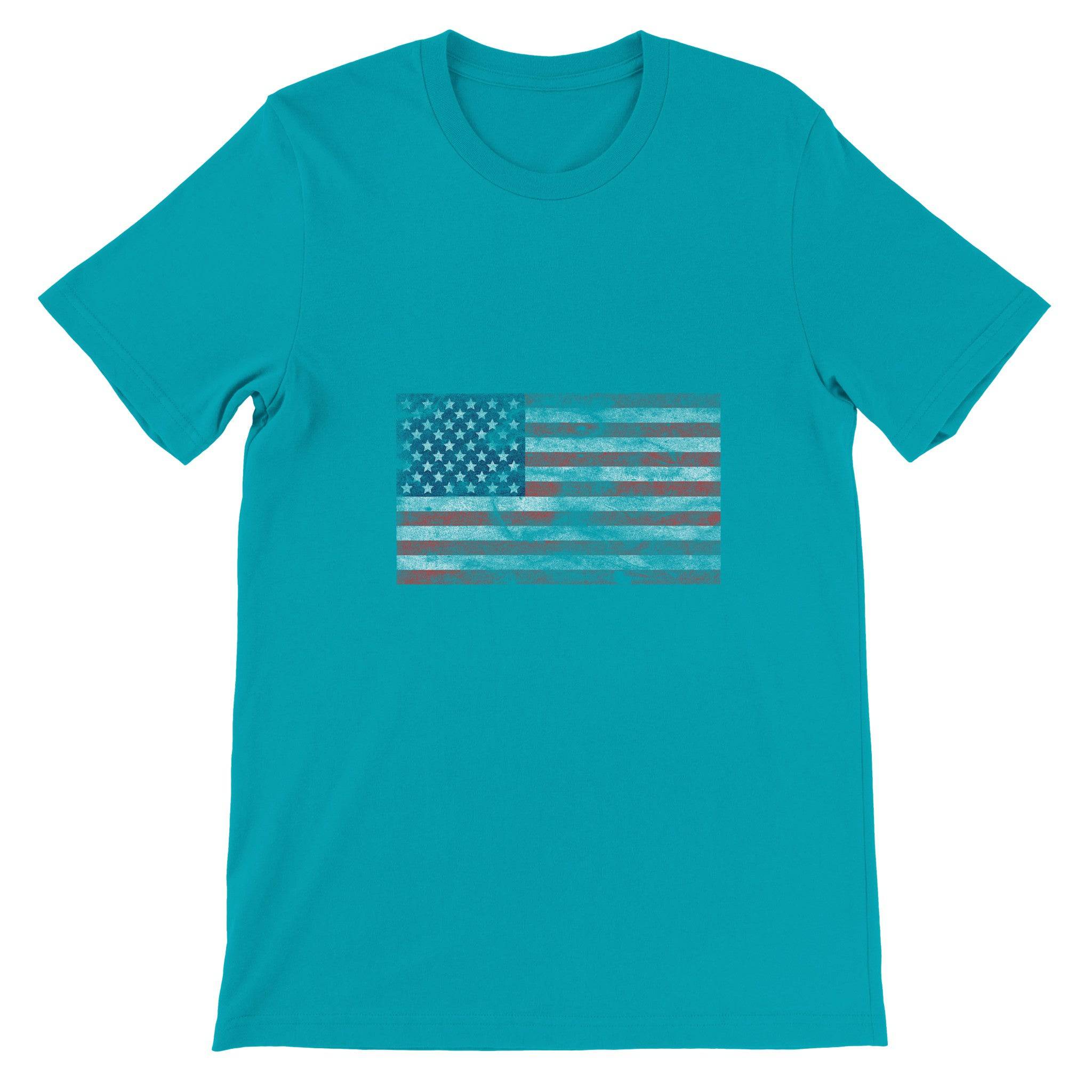 Budget Unisex Crewneck T-shirt/Vintage-American-Flag - Enet Images