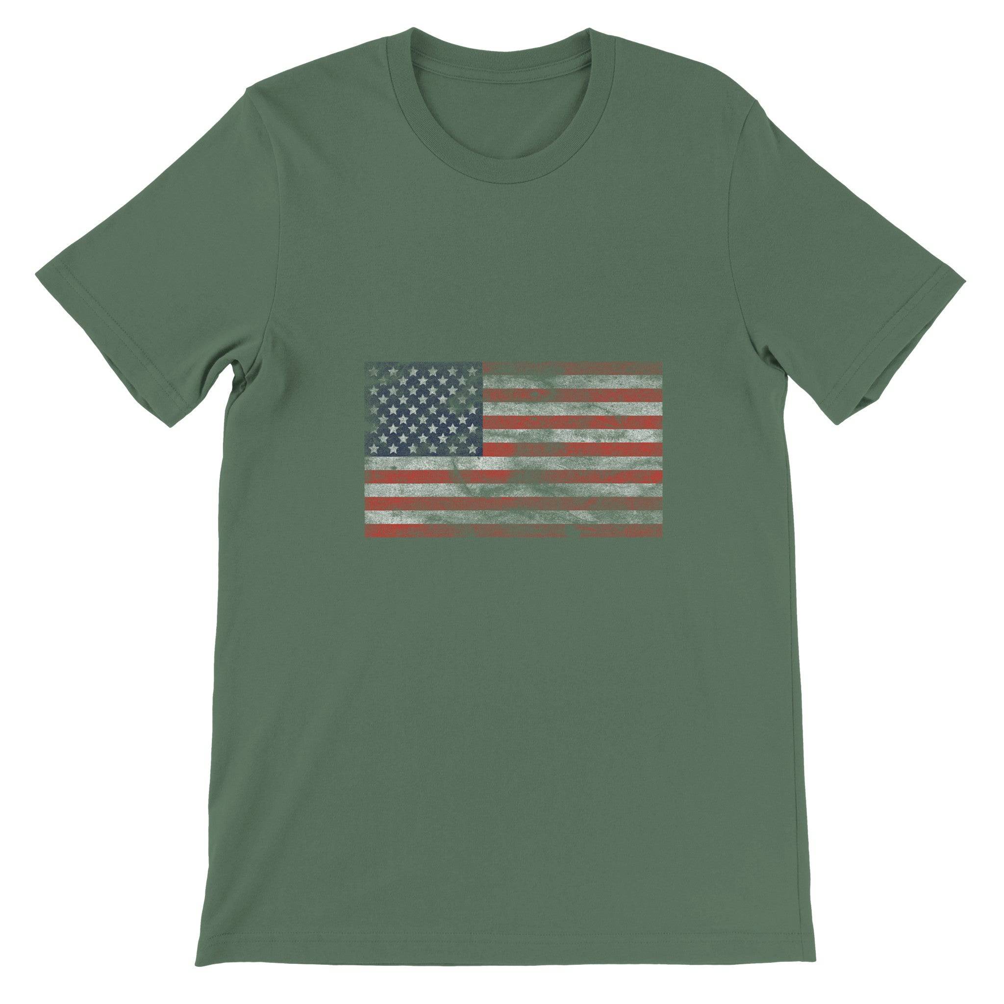 Budget Unisex Crewneck T-shirt/Vintage-American-Flag - Enet Images