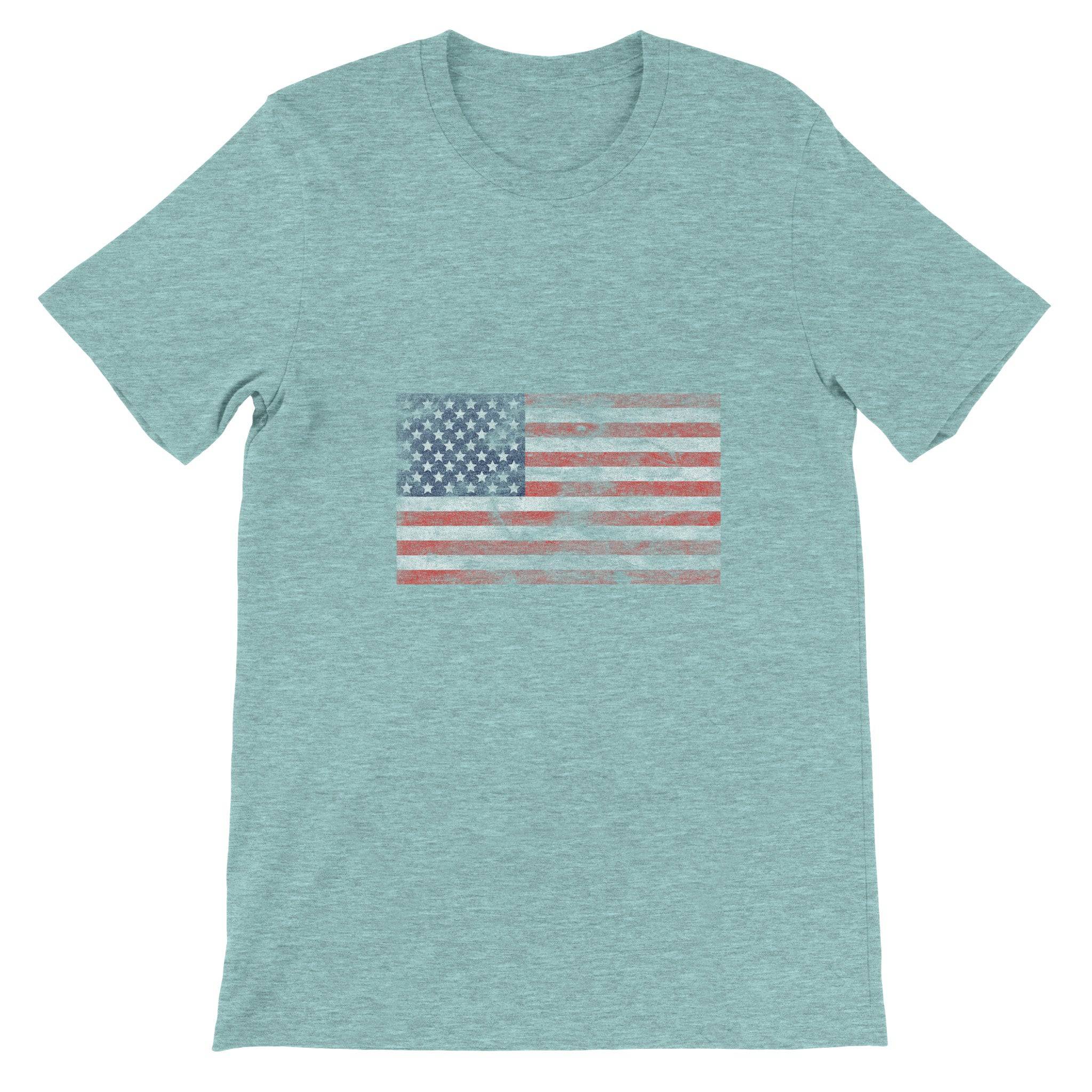 Budget Unisex Crewneck T-shirt/Vintage-American-Flag - Enet Images