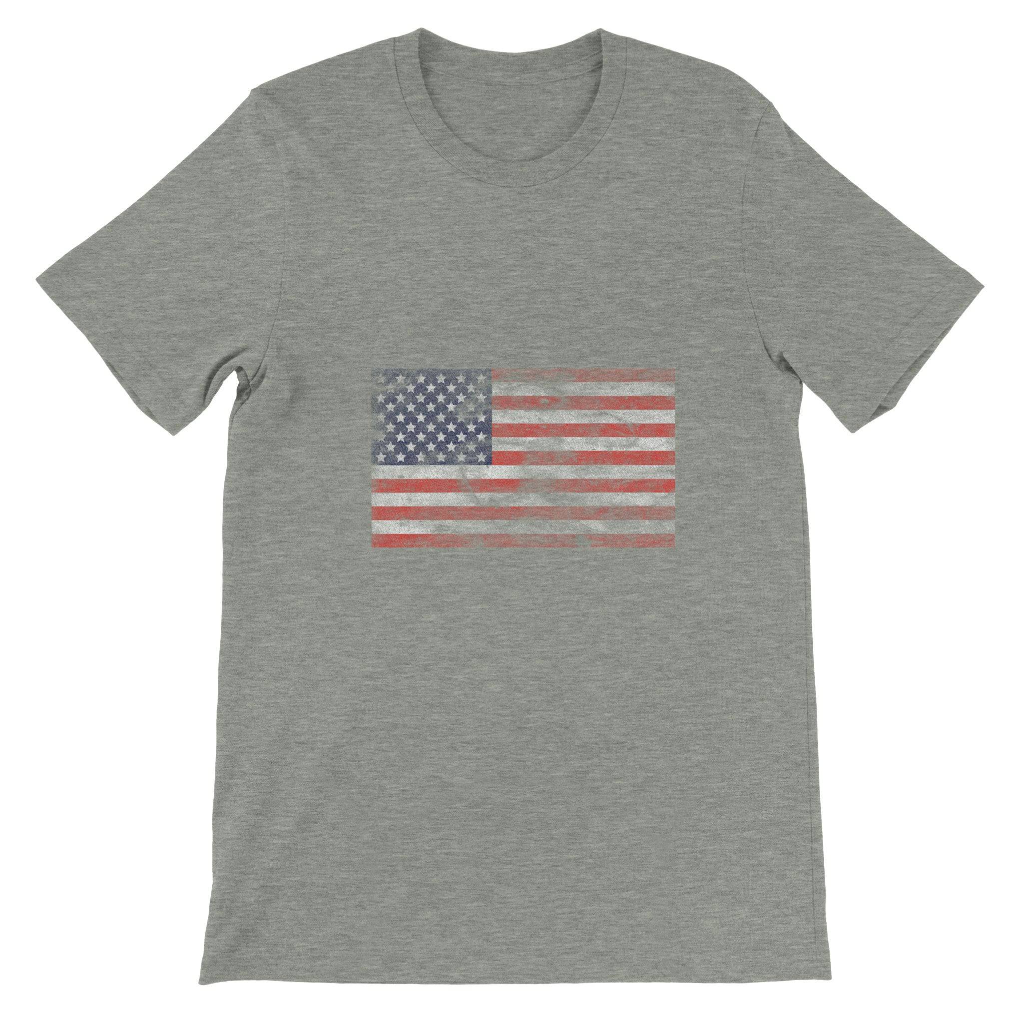 Budget Unisex Crewneck T-shirt/Vintage-American-Flag - Enet Images