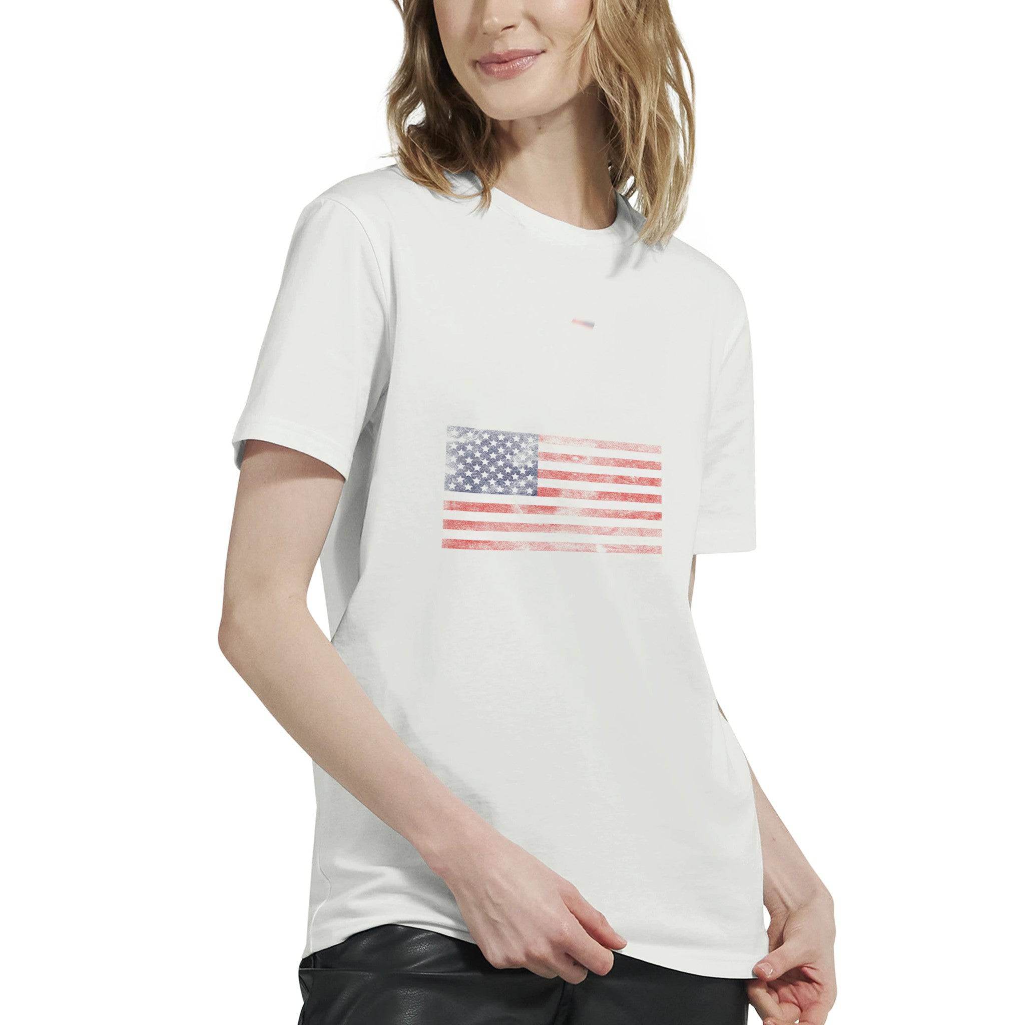 Budget Unisex Crewneck T-shirt/Vintage-American-Flag - Enet Images