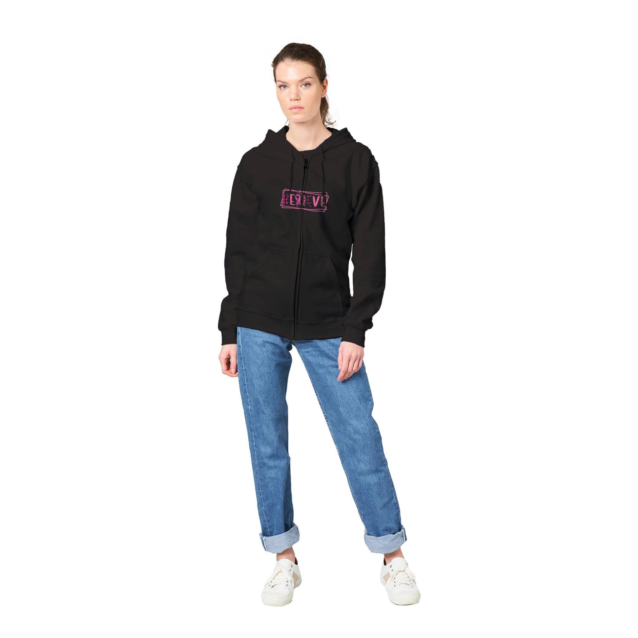 Premium Unisex Zip Hoodies/Believe-Cancer-Motivation - Enet Images