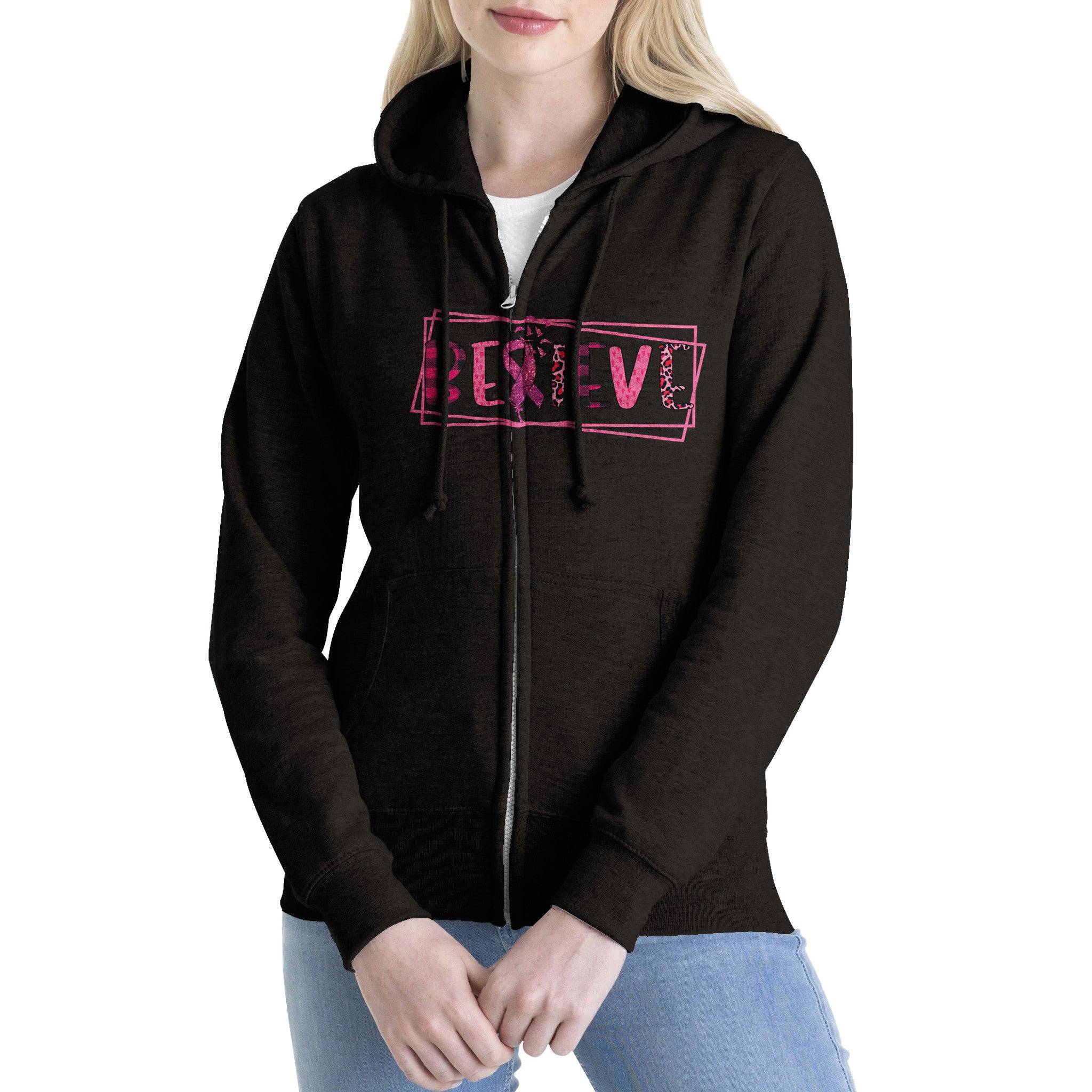 Premium Unisex Zip Hoodies/Believe-Cancer-Motivation - Enet Images