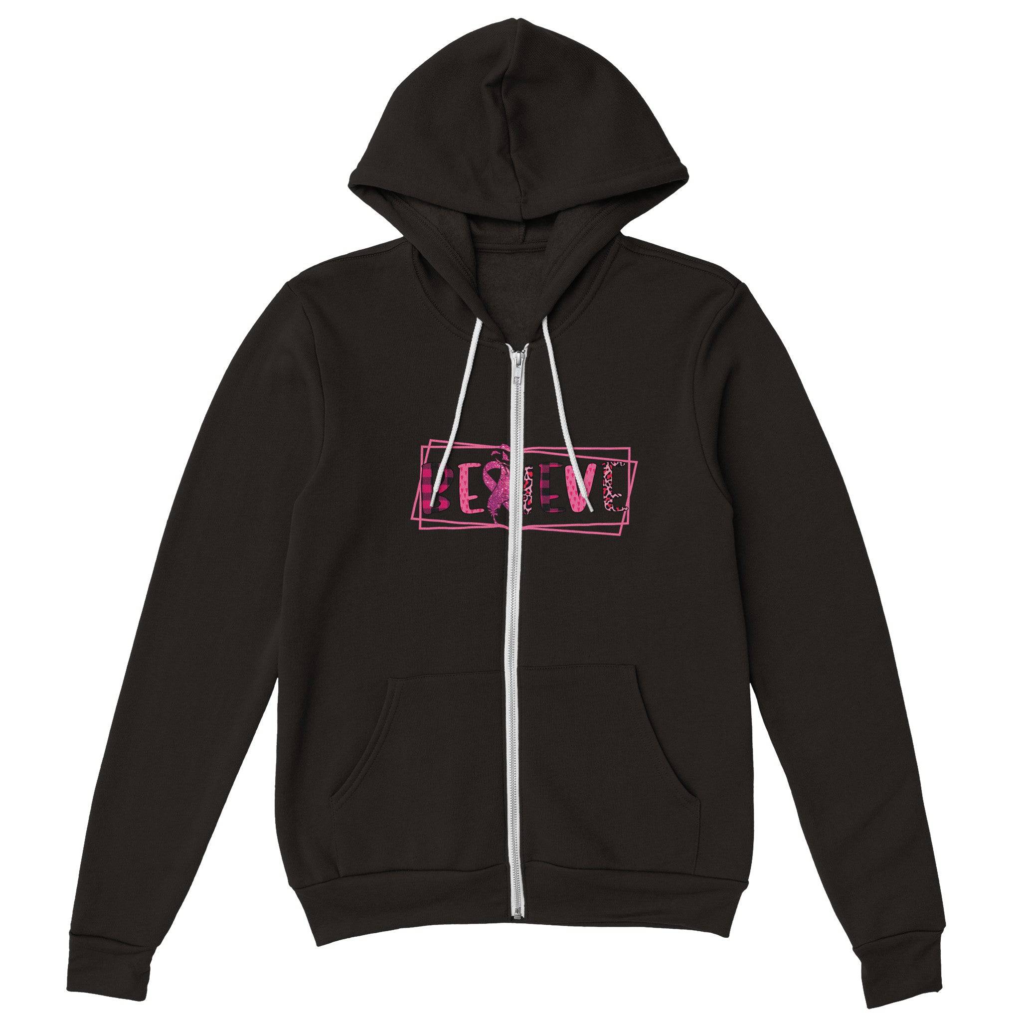 Premium Unisex Zip Hoodies/Believe-Cancer-Motivation - Enet Images