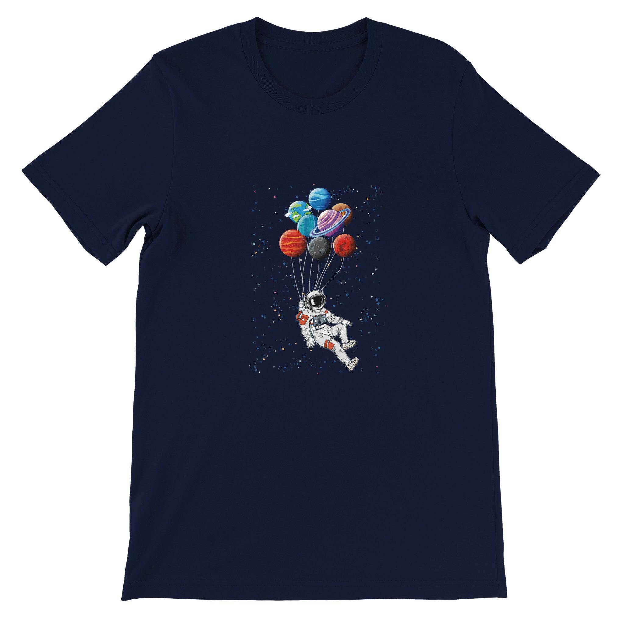 Budget Unisex Crewneck T-shirt/Astronaut-Ballons-Space - Enet Images