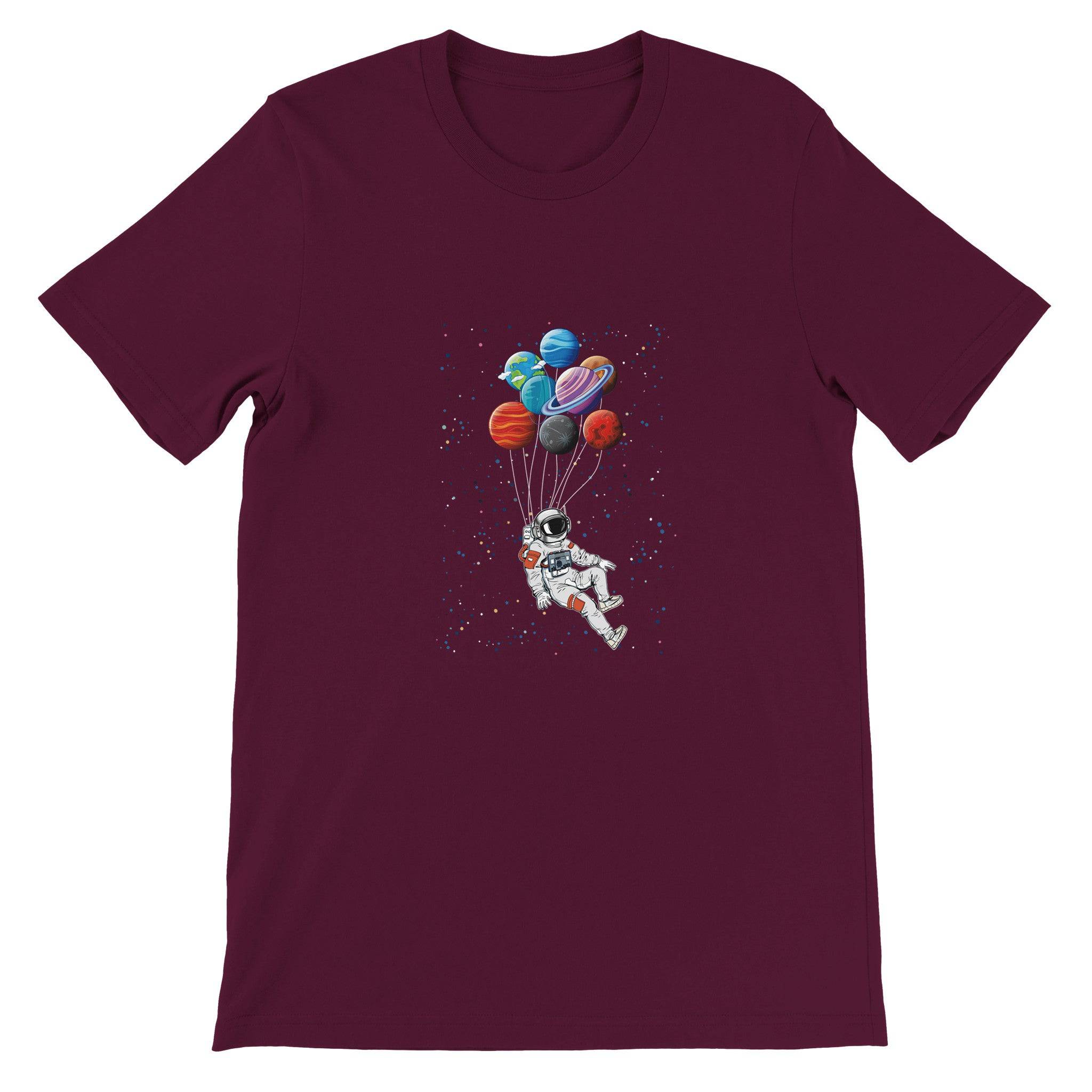 Budget Unisex Crewneck T-shirt/Astronaut-Ballons-Space - Enet Images