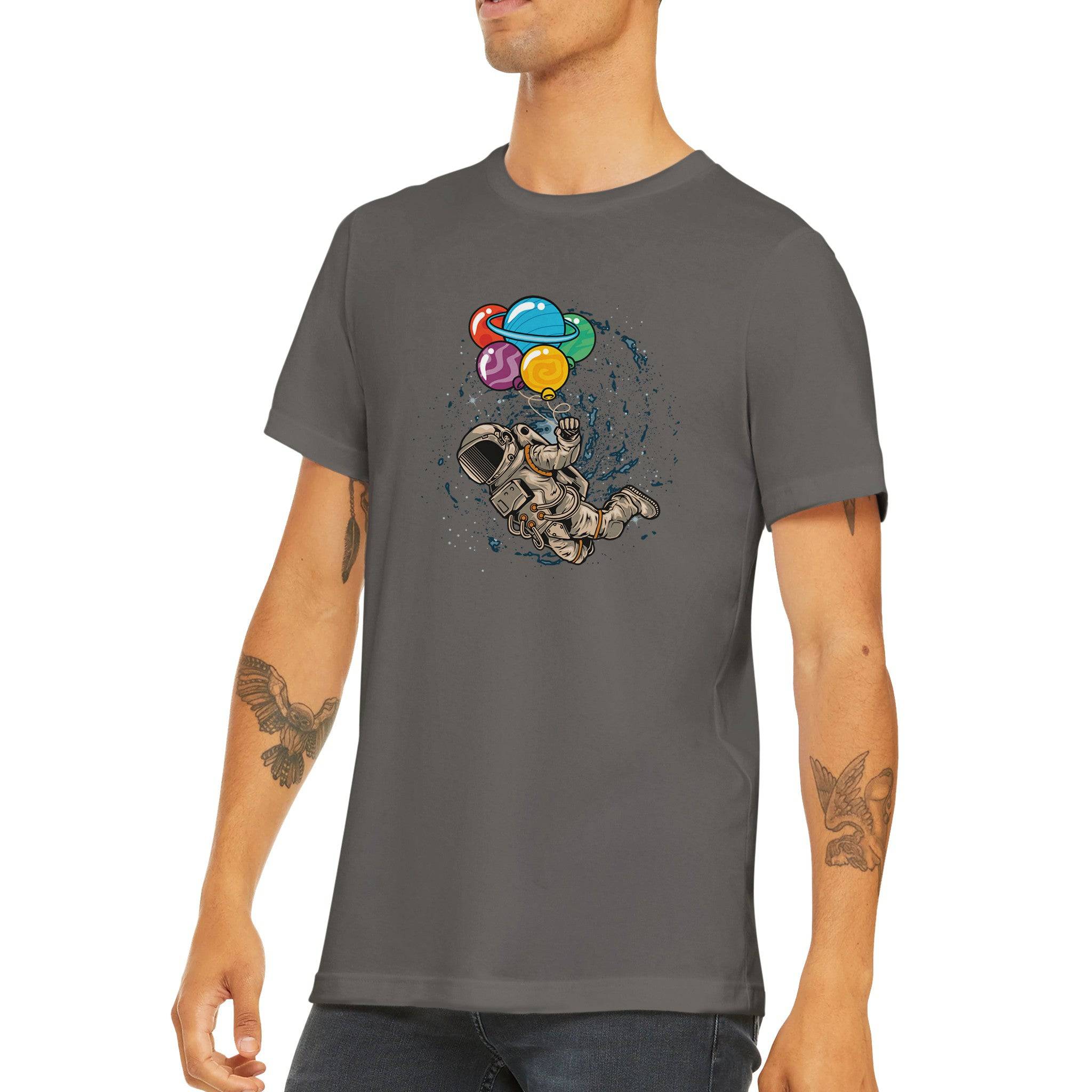 Budget Unisex Crewneck T-shirt/Astronaut-Balloons - Enet Images