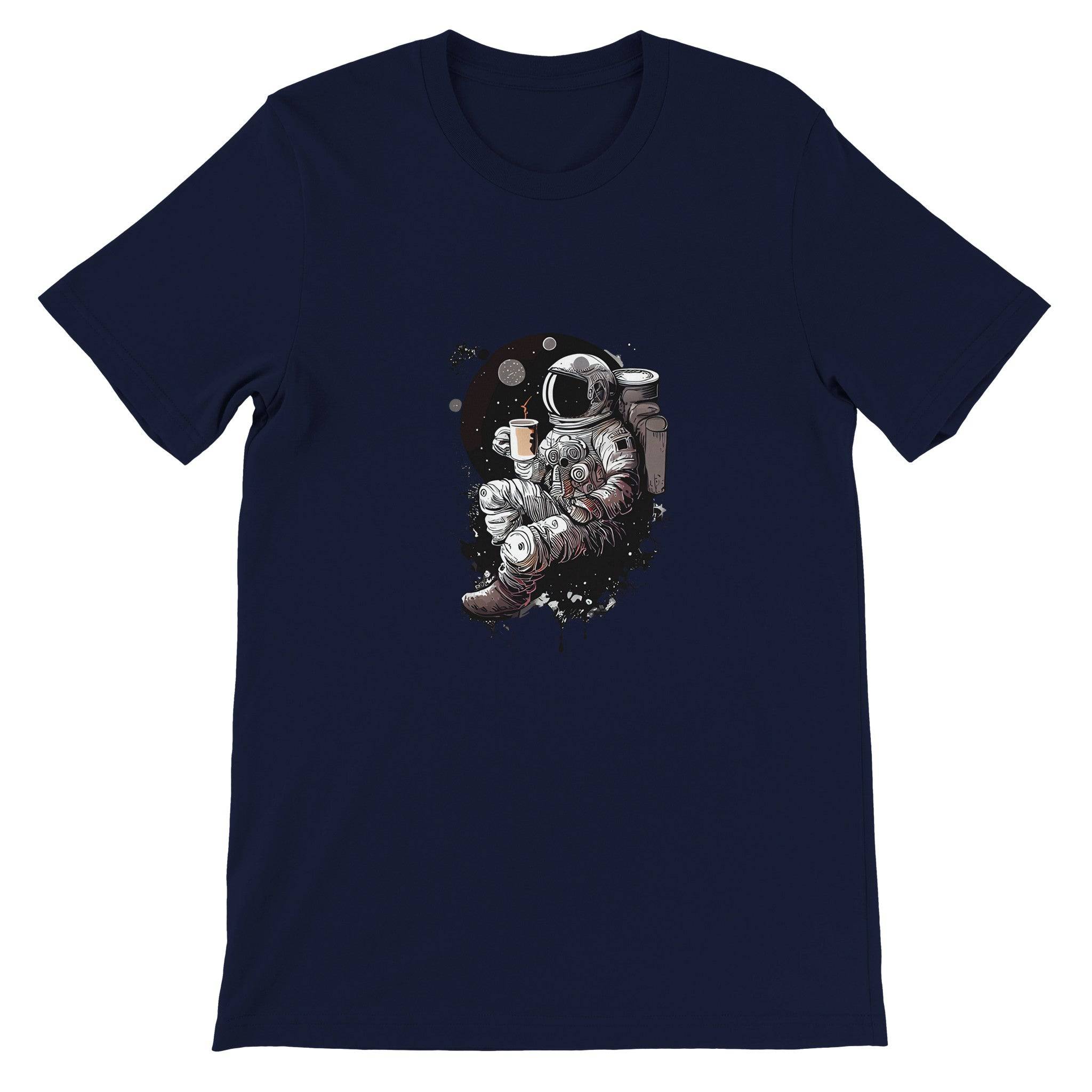 Budget Unisex Crewneck T-shirt/Astronaut-Drinking-Coffee - Enet Images