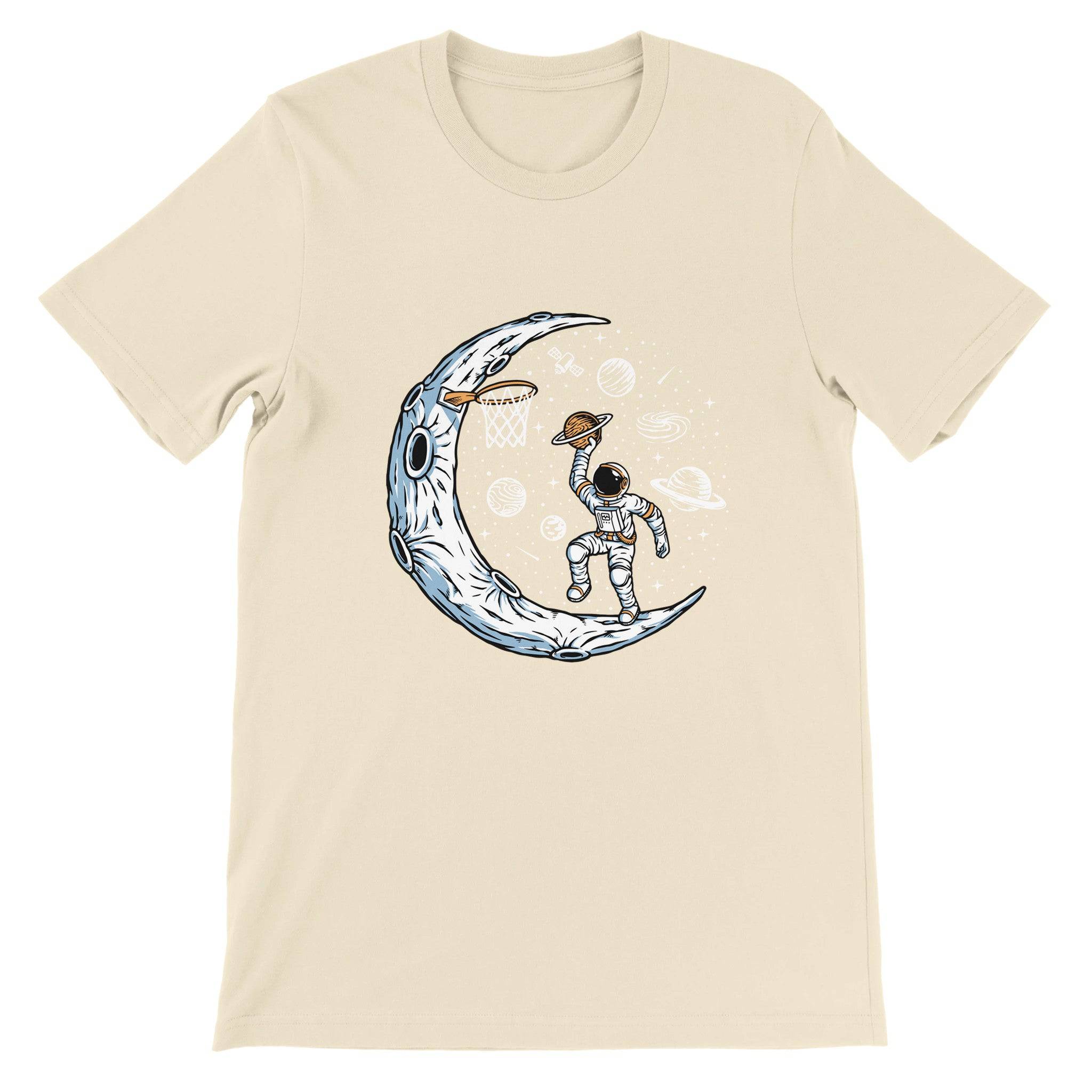 Budget Unisex Crewneck T-shirt/Astronaut-Playing-Basketball - Enet Images