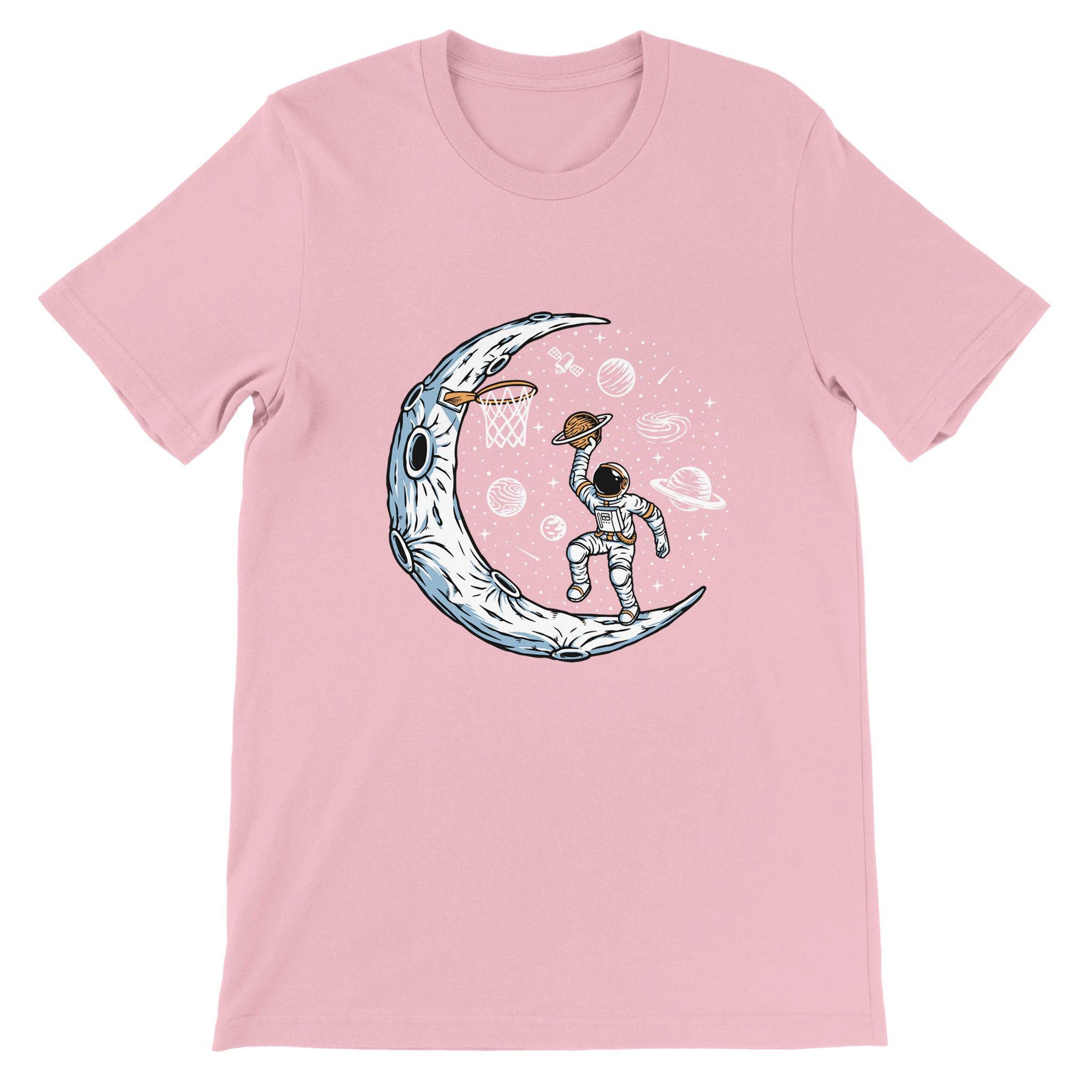 Budget Unisex Crewneck T-shirt/Astronaut-Playing-Basketball - Enet Images