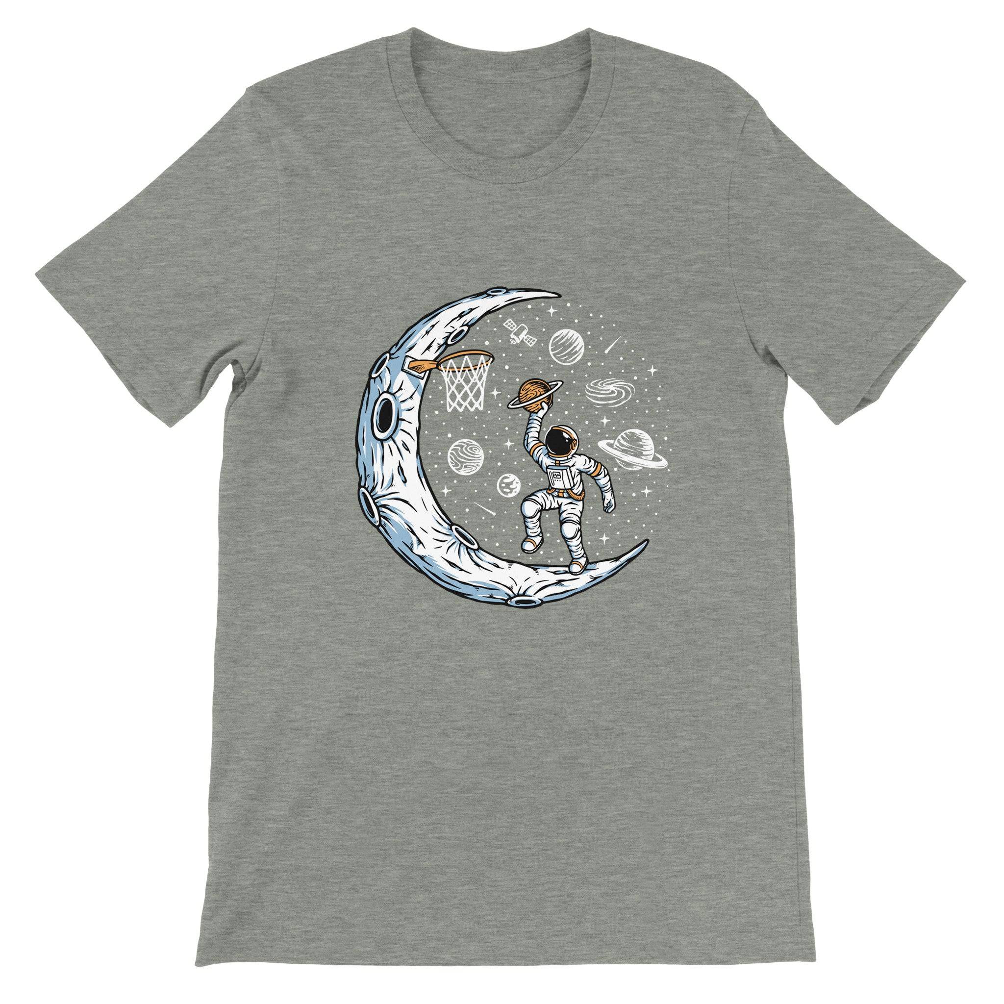 Budget Unisex Crewneck T-shirt/Astronaut-Playing-Basketball - Enet Images