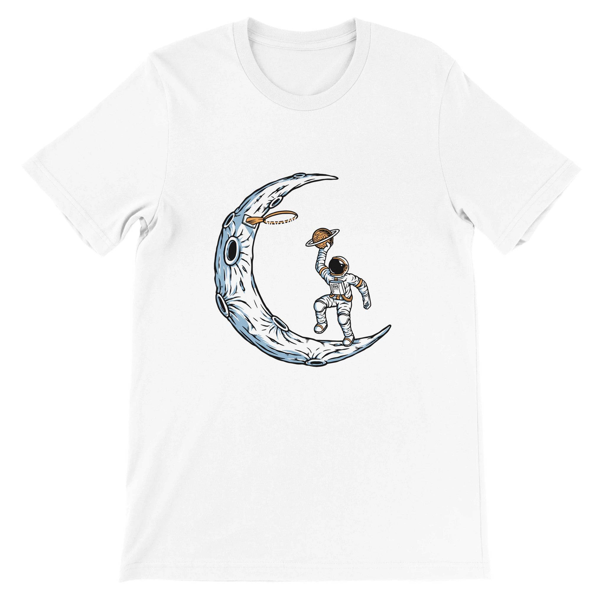 Budget Unisex Crewneck T-shirt/Astronaut-Playing-Basketball - Enet Images
