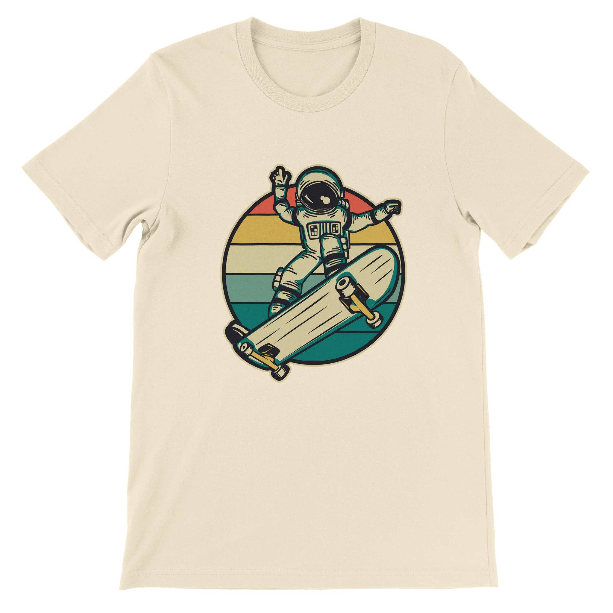 Budget Unisex Crewneck T-shirt/Astronaut-Skateboard-retro - Enet Images