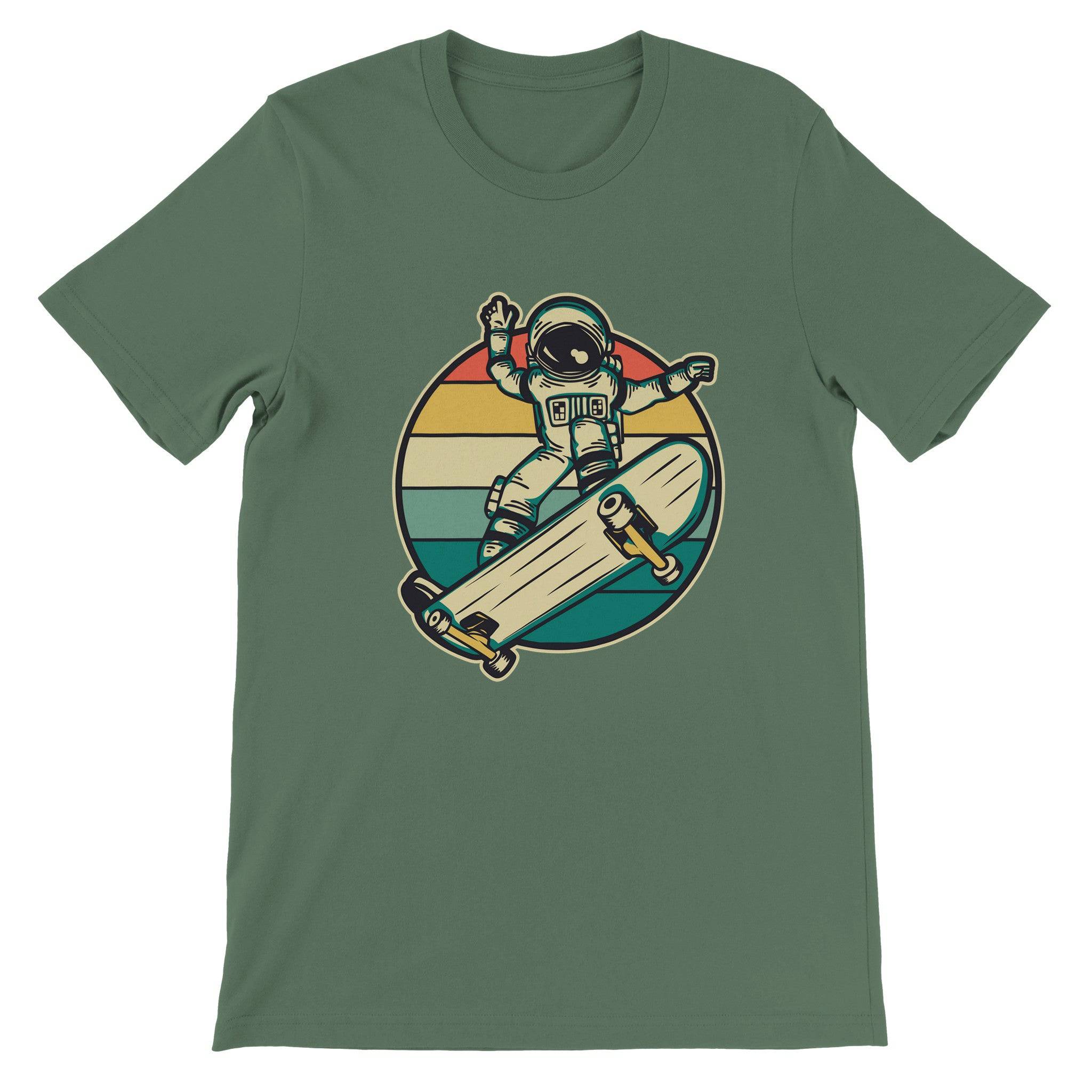 Budget Unisex Crewneck T-shirt/Astronaut-Skateboard-retro - Enet Images
