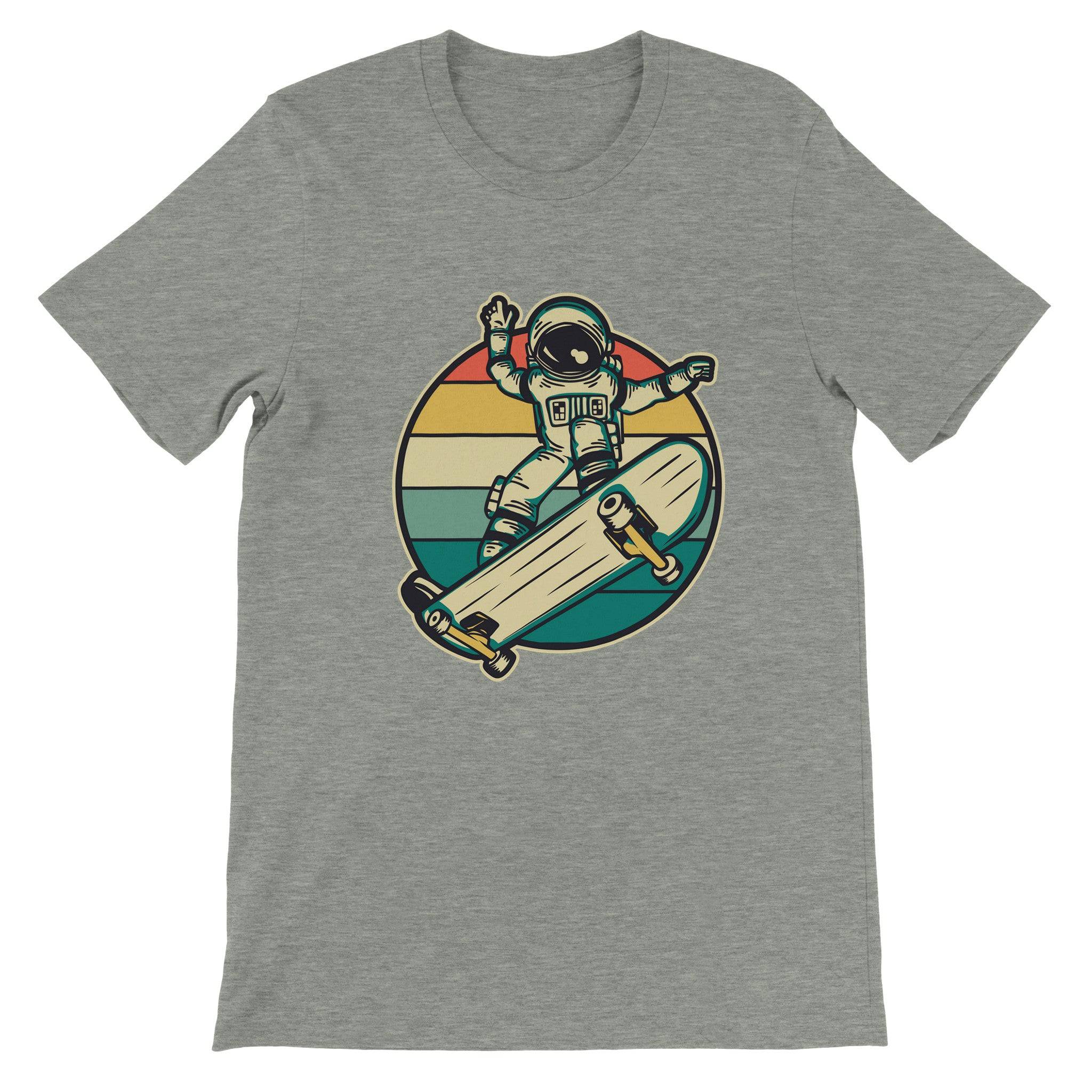 Budget Unisex Crewneck T-shirt/Astronaut-Skateboard-retro - Enet Images
