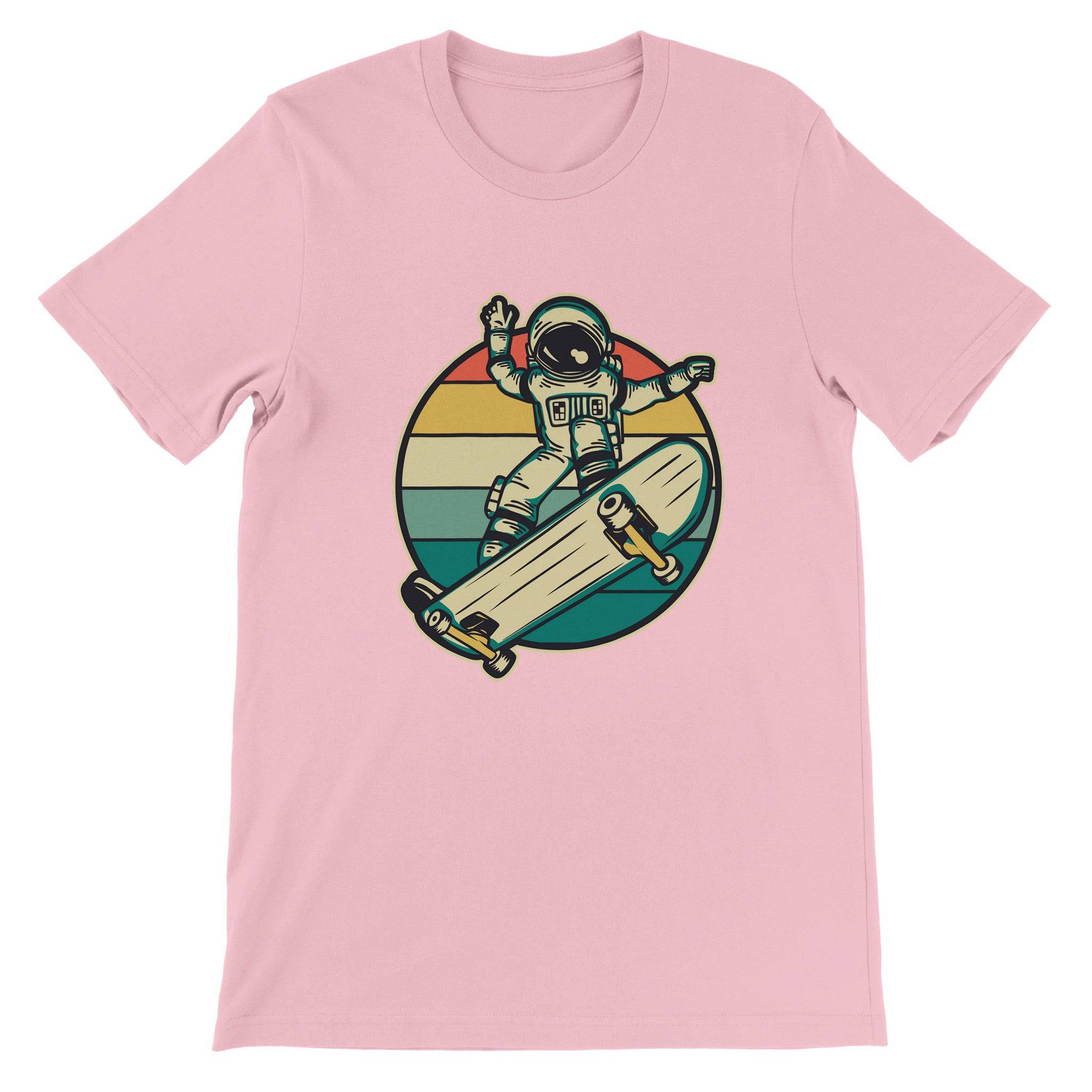Budget Unisex Crewneck T-shirt/Astronaut-Skateboard-retro - Enet Images