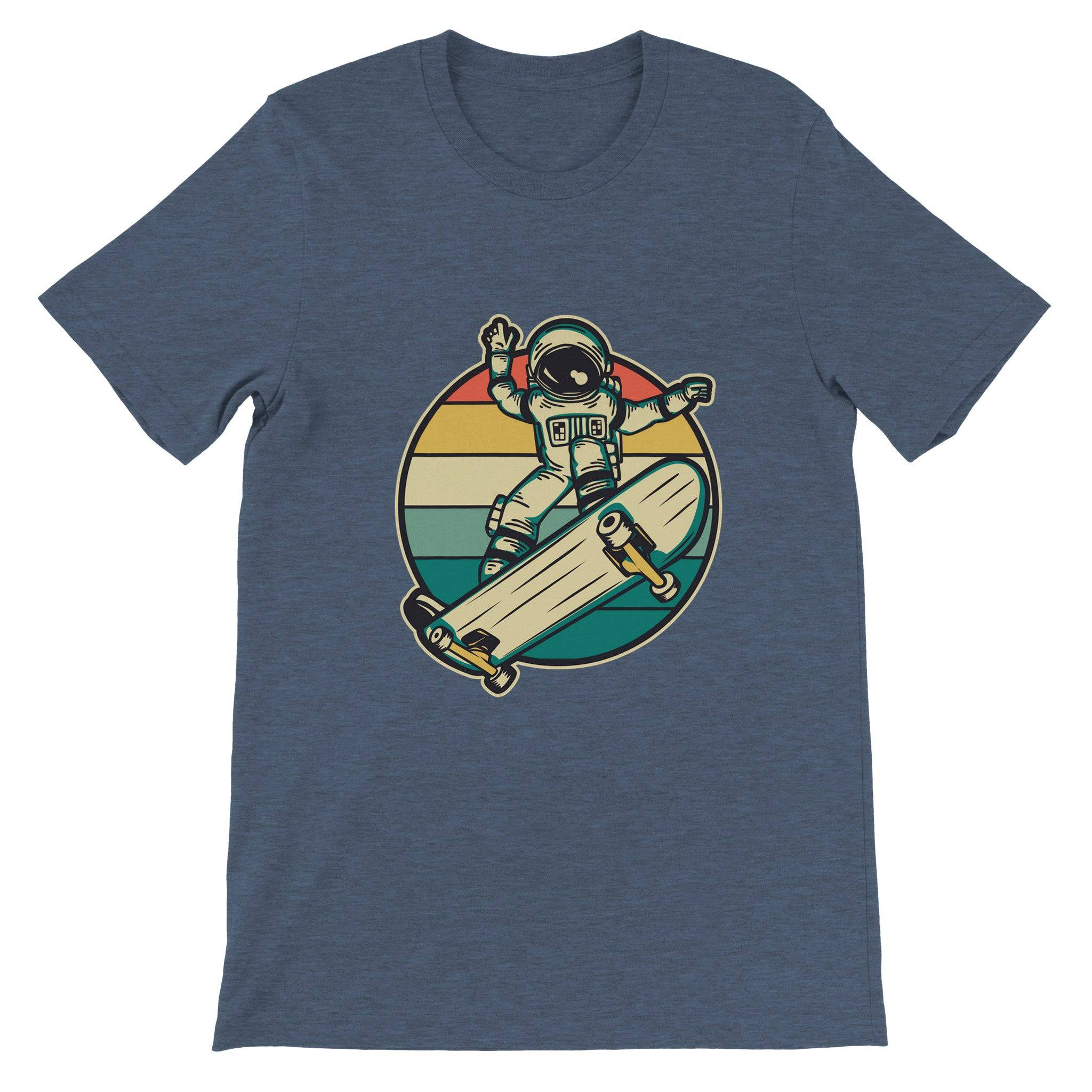 Budget Unisex Crewneck T-shirt/Astronaut-Skating-Retro - Enet Images