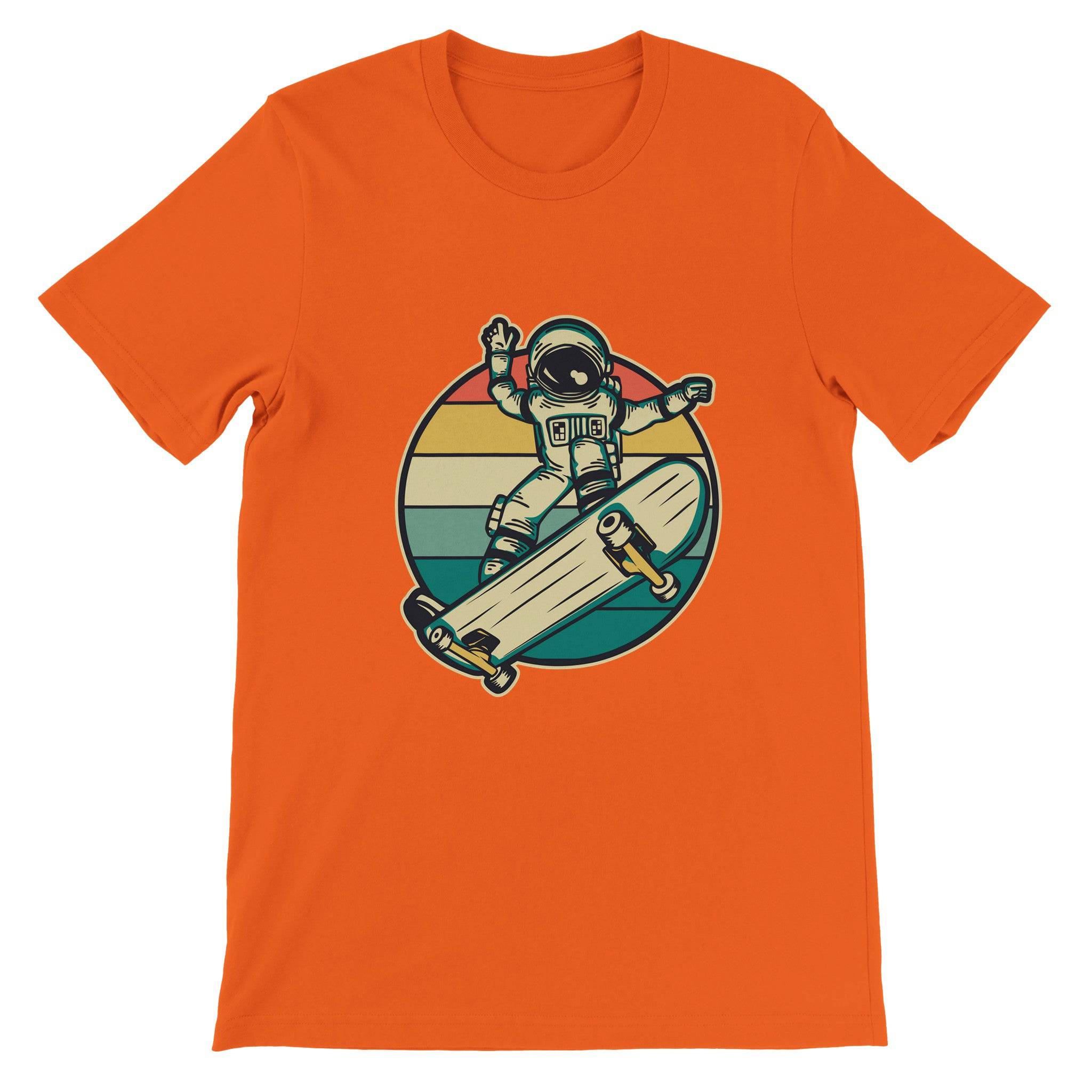 Budget Unisex Crewneck T-shirt/Astronaut-Skating-Retro - Enet Images