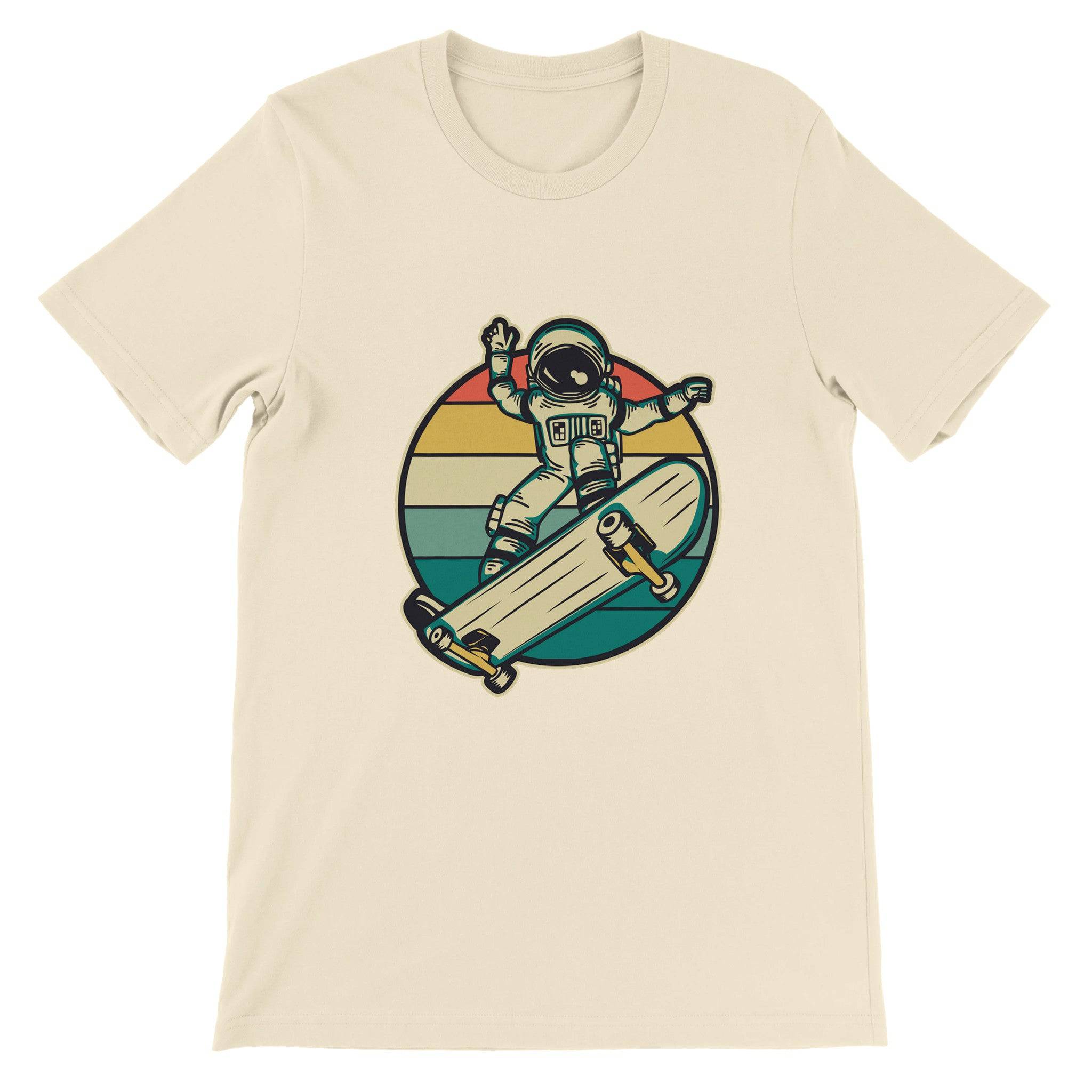 Budget Unisex Crewneck T-shirt/Astronaut-Skating-Retro - Enet Images